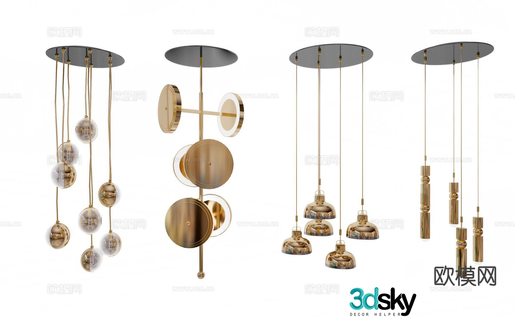 Light luxury chandelier 3d model