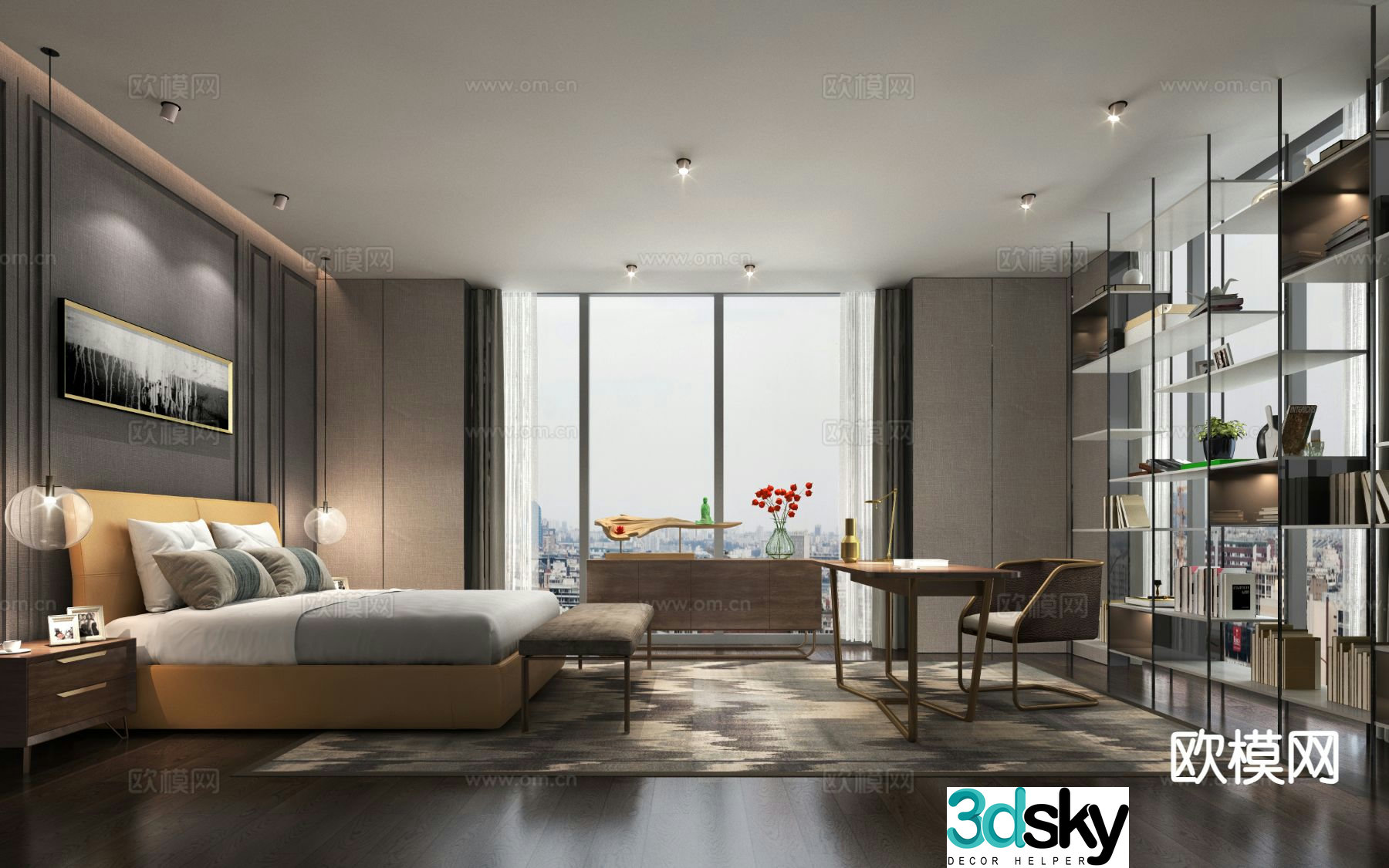 Modern bedroom master bedroom 3d model