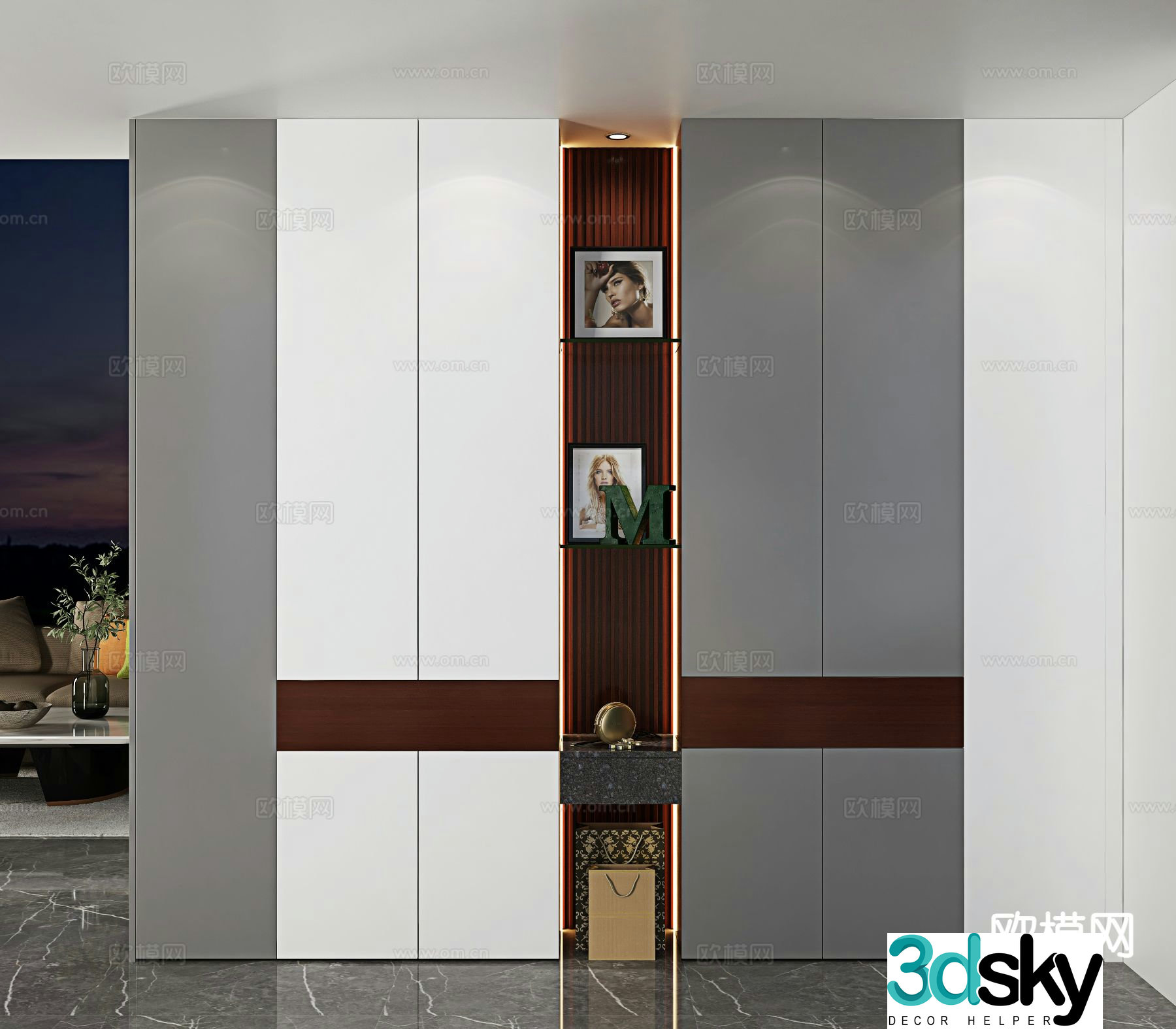 Modern shoe cabinet entrance custom cabinet 3D model