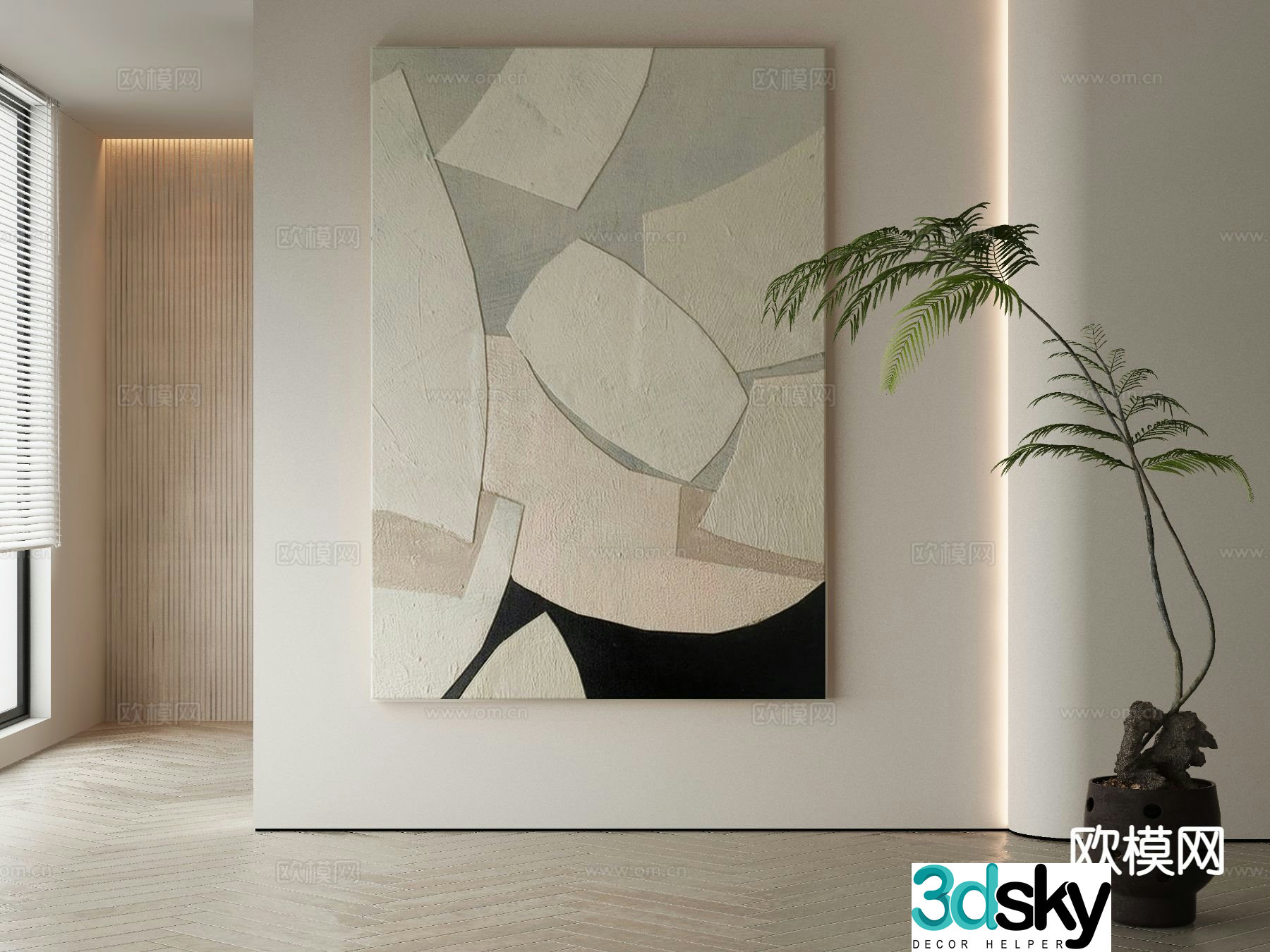 Modern texture painting decorative painting 3d model