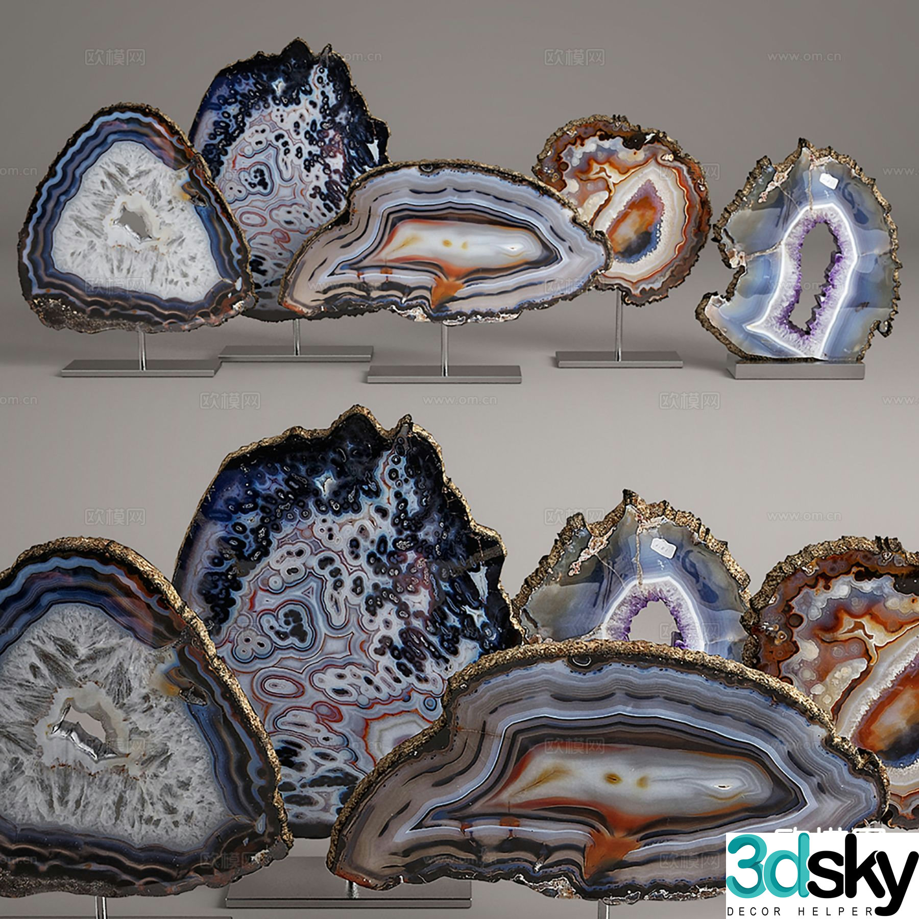 crystal teeth agate ornaments 3d model