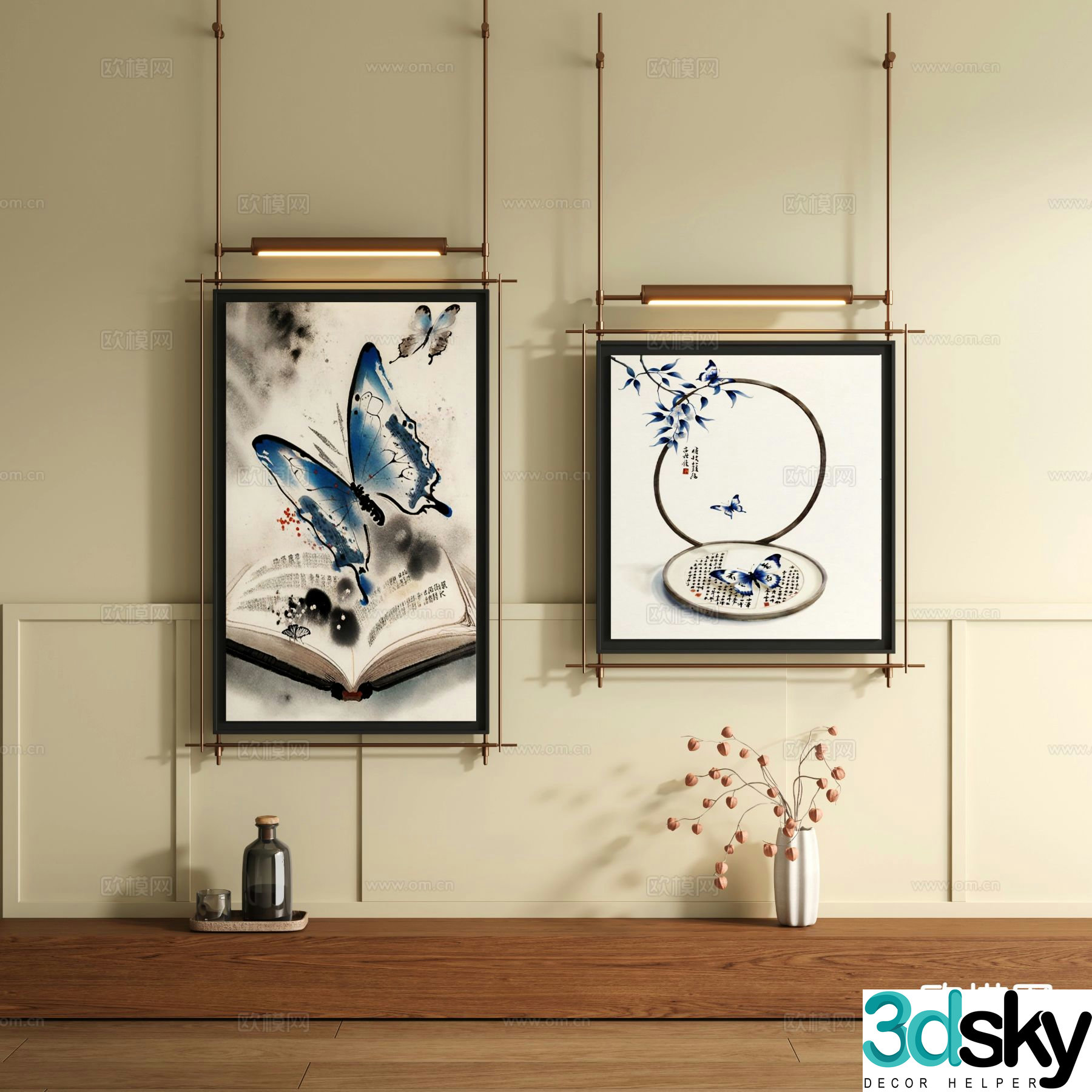 New Chinese style decorative painting art painting hanging painting 3d model