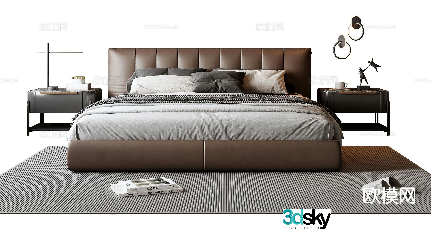 Italian double bed 3d model