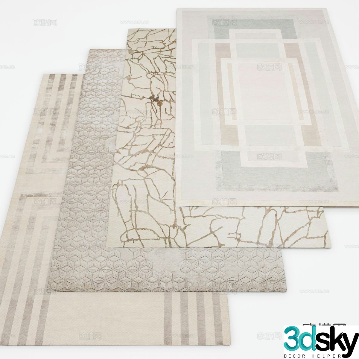 square carpet printed carpet 3d model