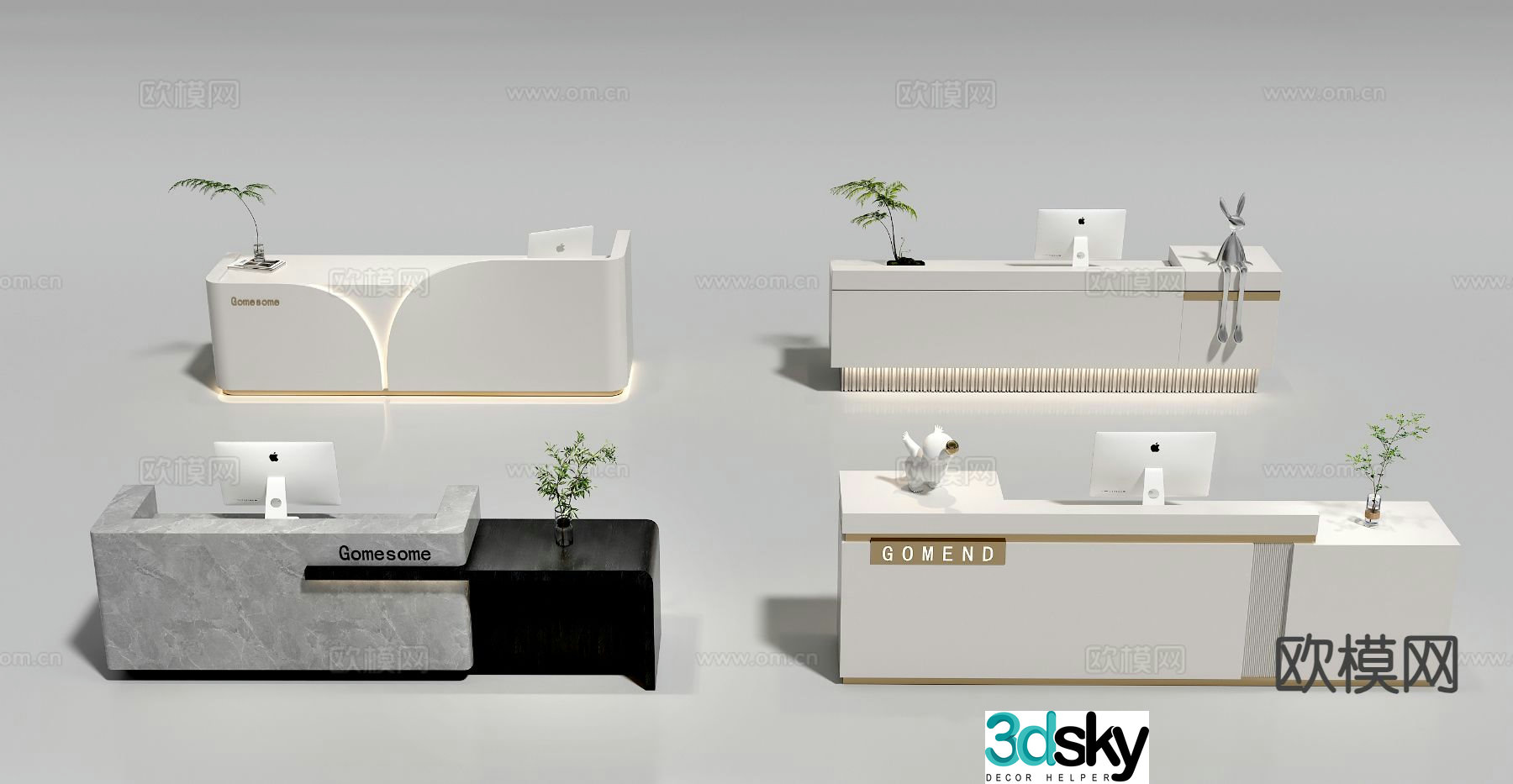 Modern front desk reception desk beauty salon front desk hotel front desk 3d model