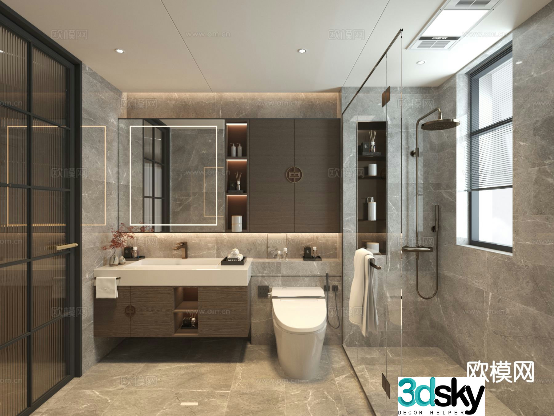 New Chinese style bathroom bathroom 3d model
