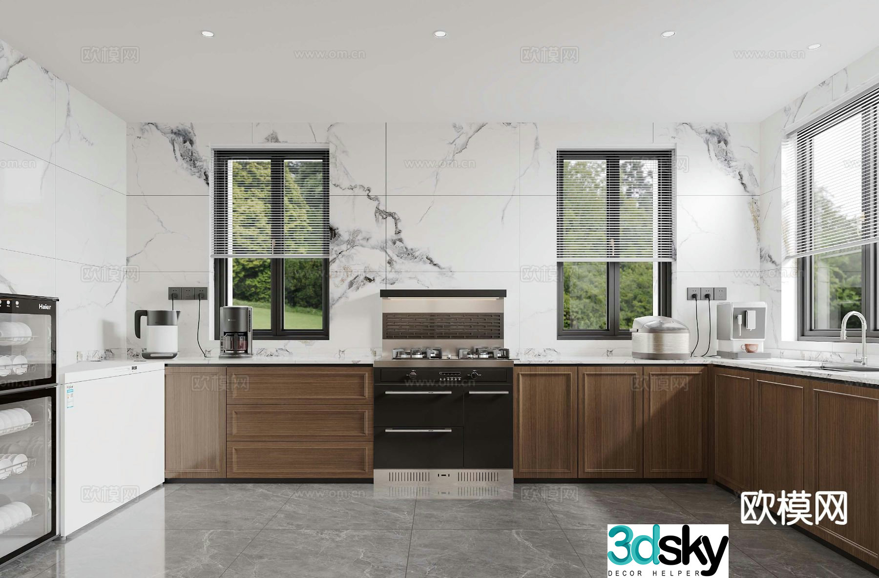 New Chinese style kitchen cabinet 3d model