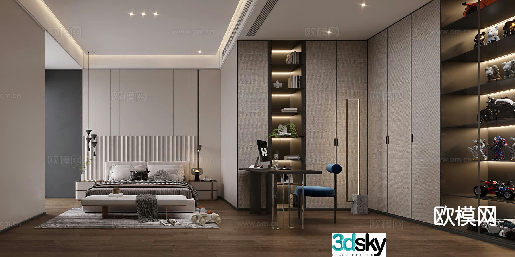 Light luxury bedroom master bedroom 3d model