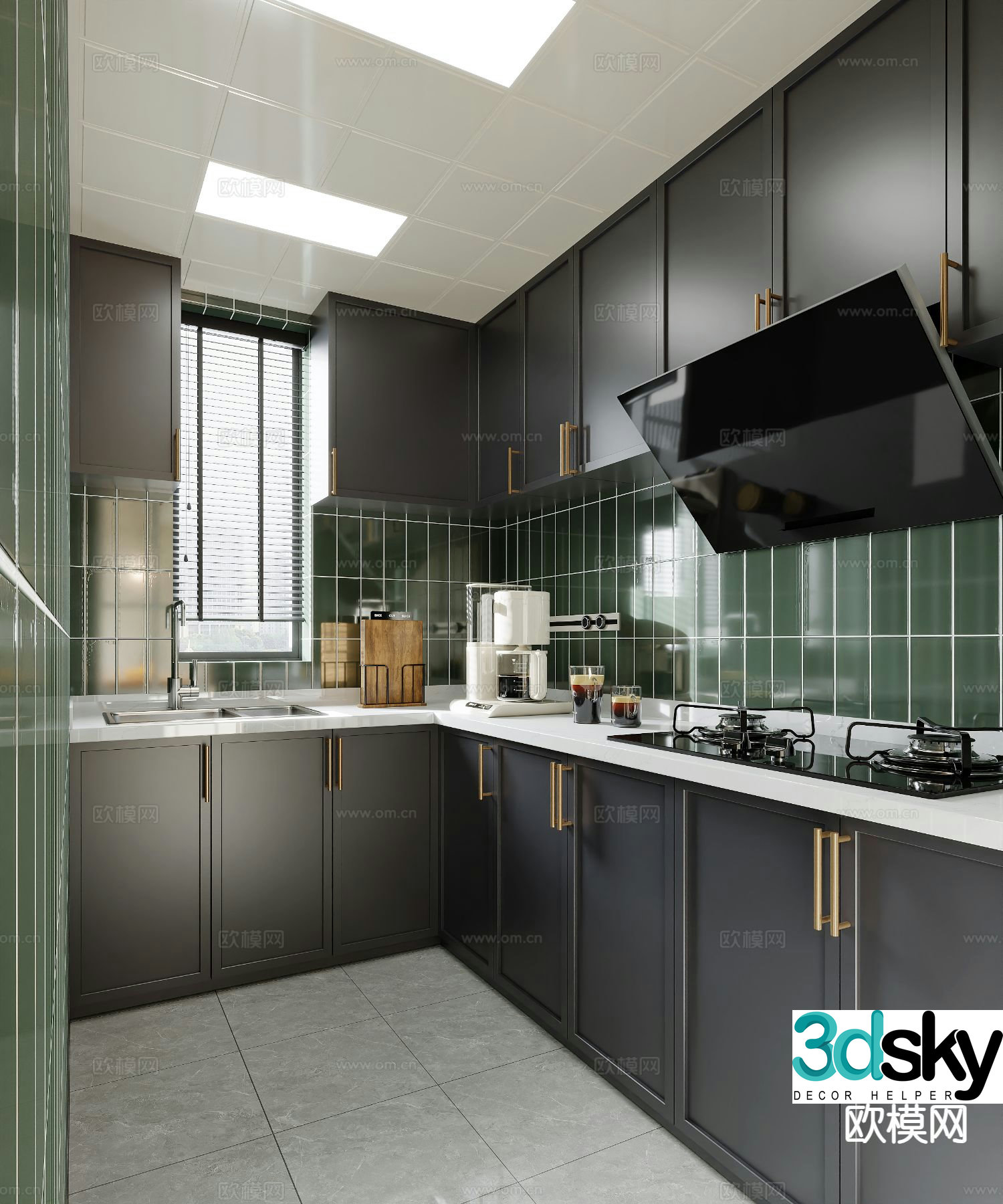 American retro kitchen 3d model
