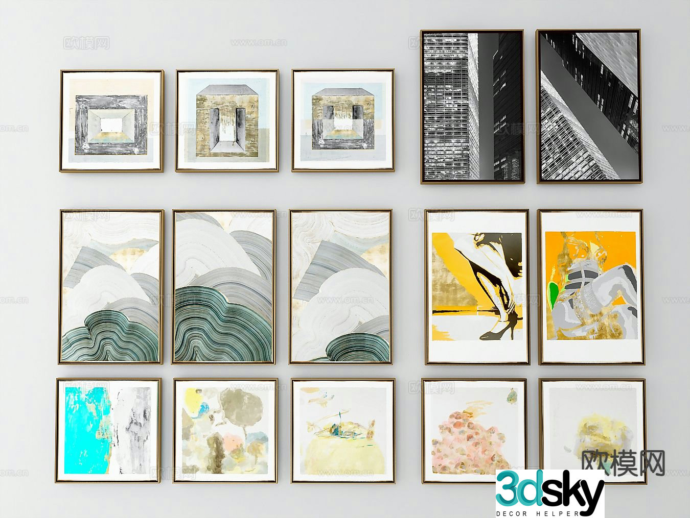 Modern art painting decorative painting 3d model