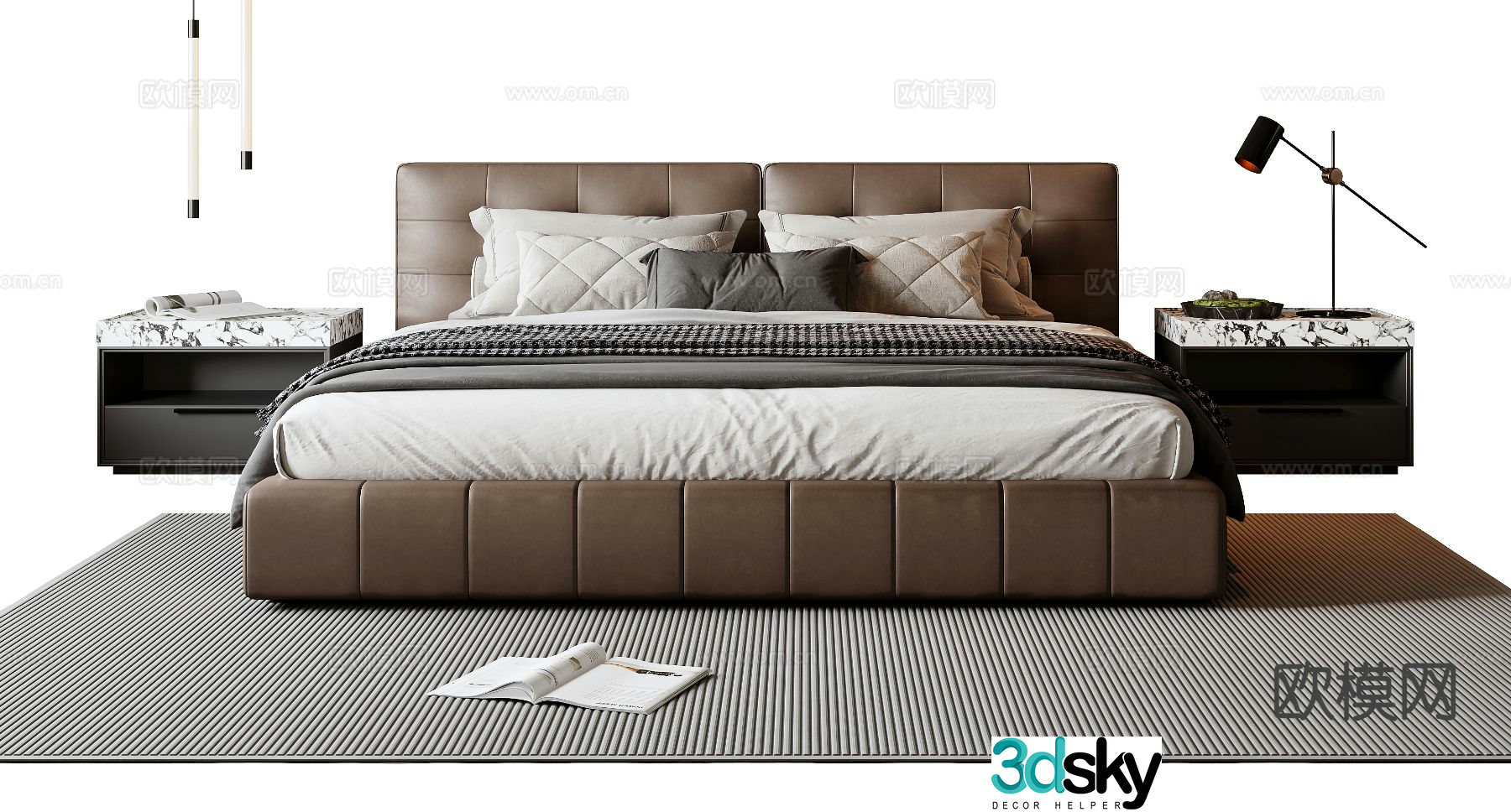 Italian double bed 3d model