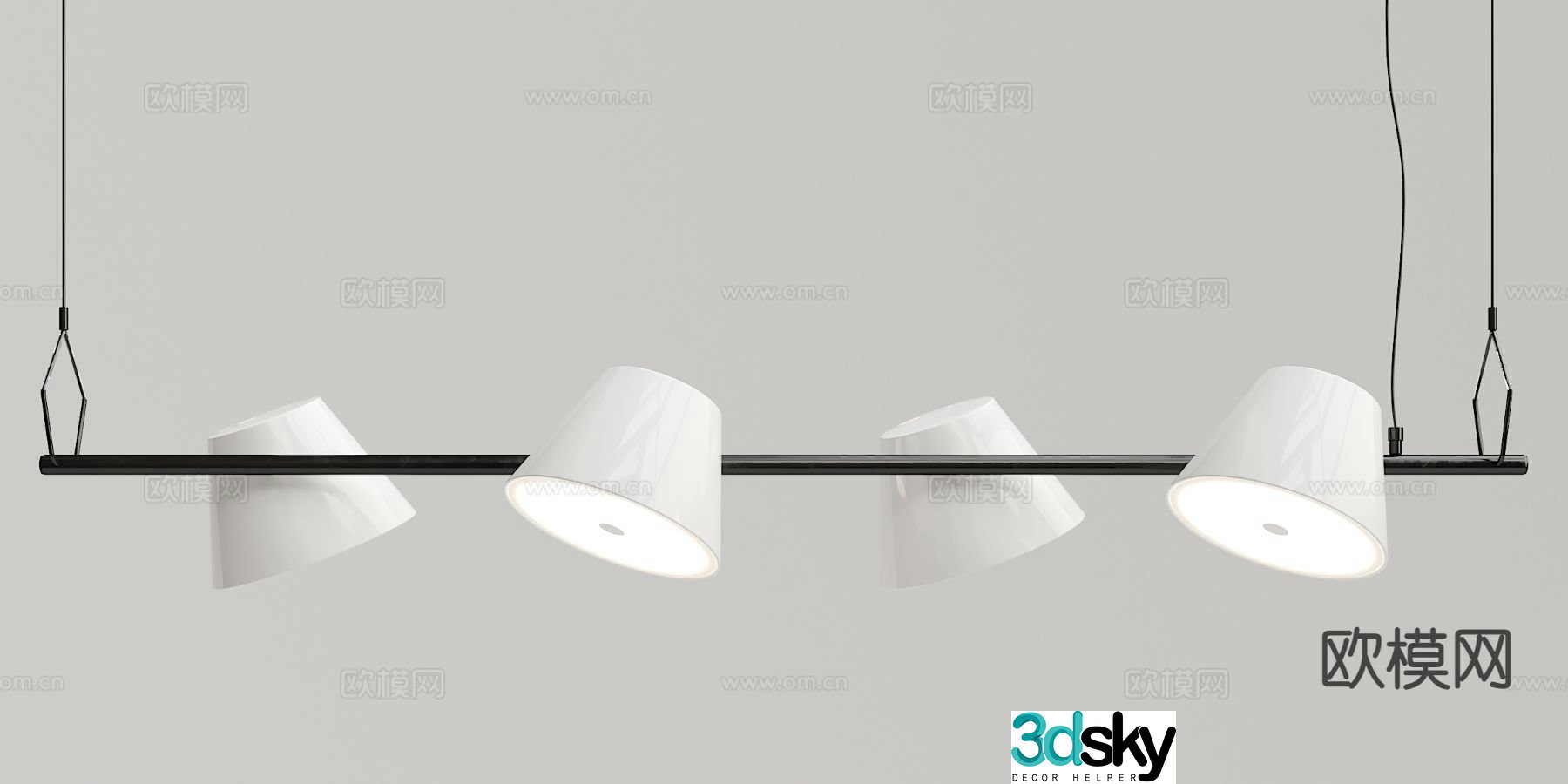 Modern strip chandelier 3d model