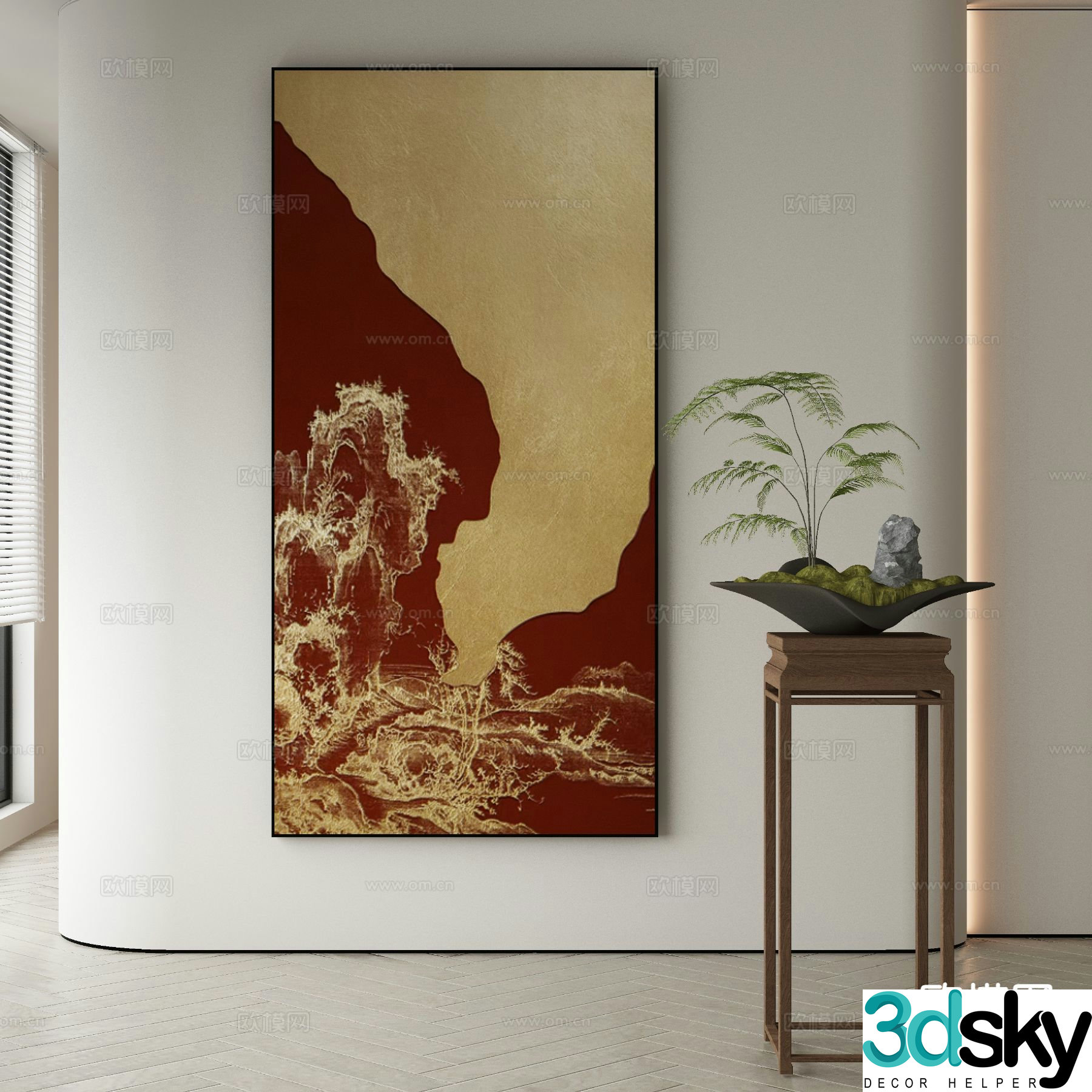 New Chinese style decorative painting national trend hanging painting 3D model