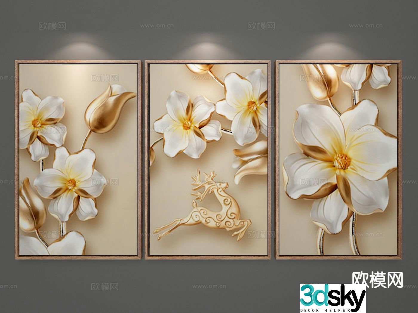 European classical painting decorative painting flower hanging painting 3D model