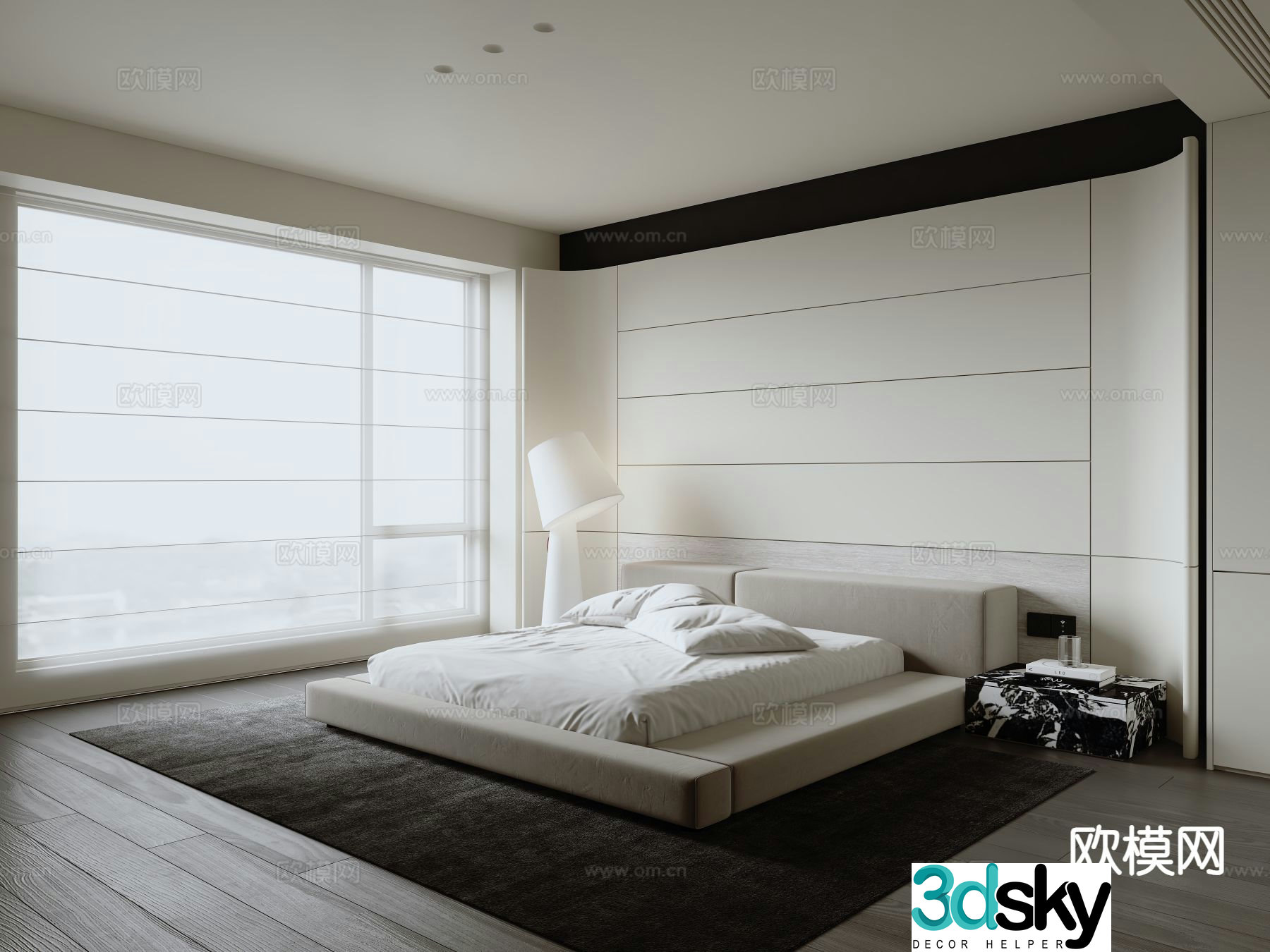 Modern minimalist bedroom master bedroom 3d model