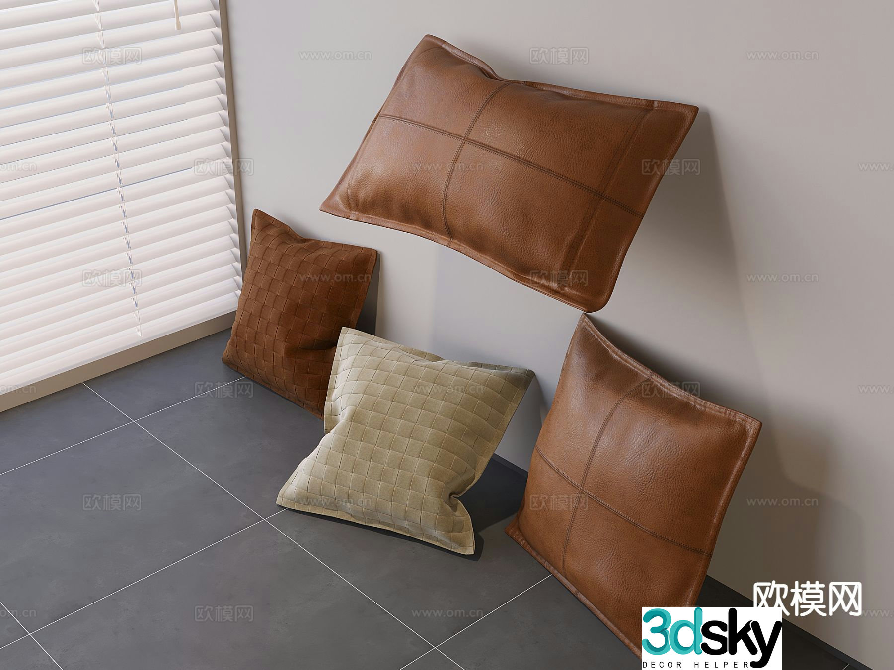 Light luxury leather pillow back pillow 3D model