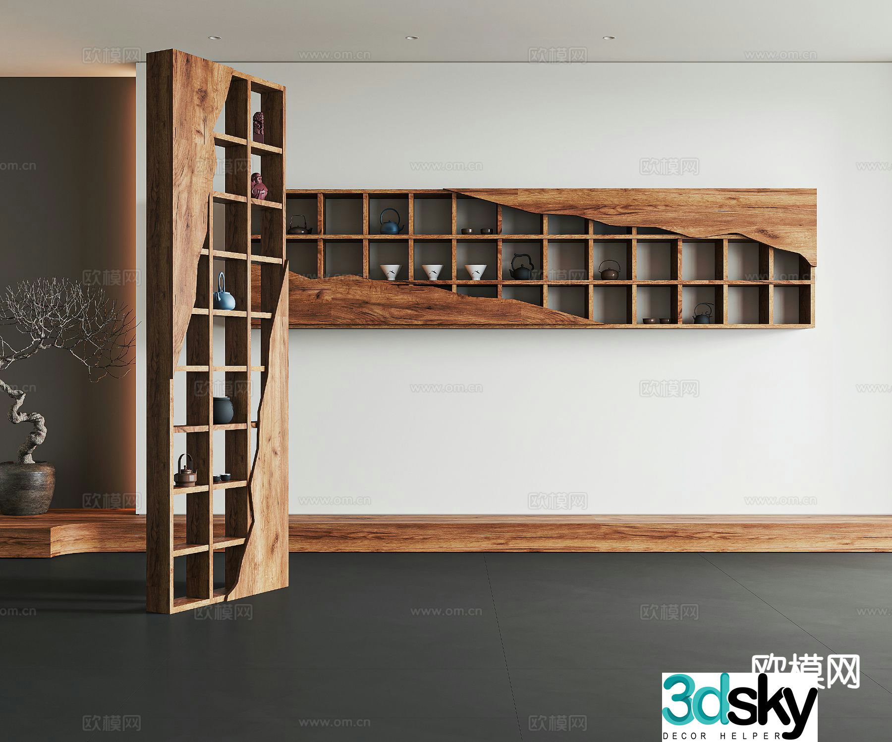 New Chinese tea set rack tea cabinet 3d model