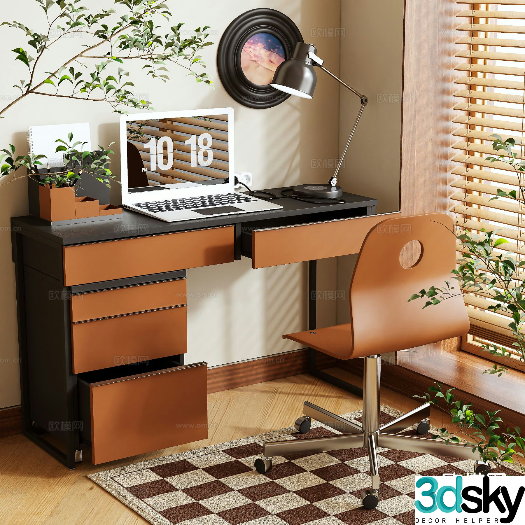 Medieval style writing desk desk 3d model