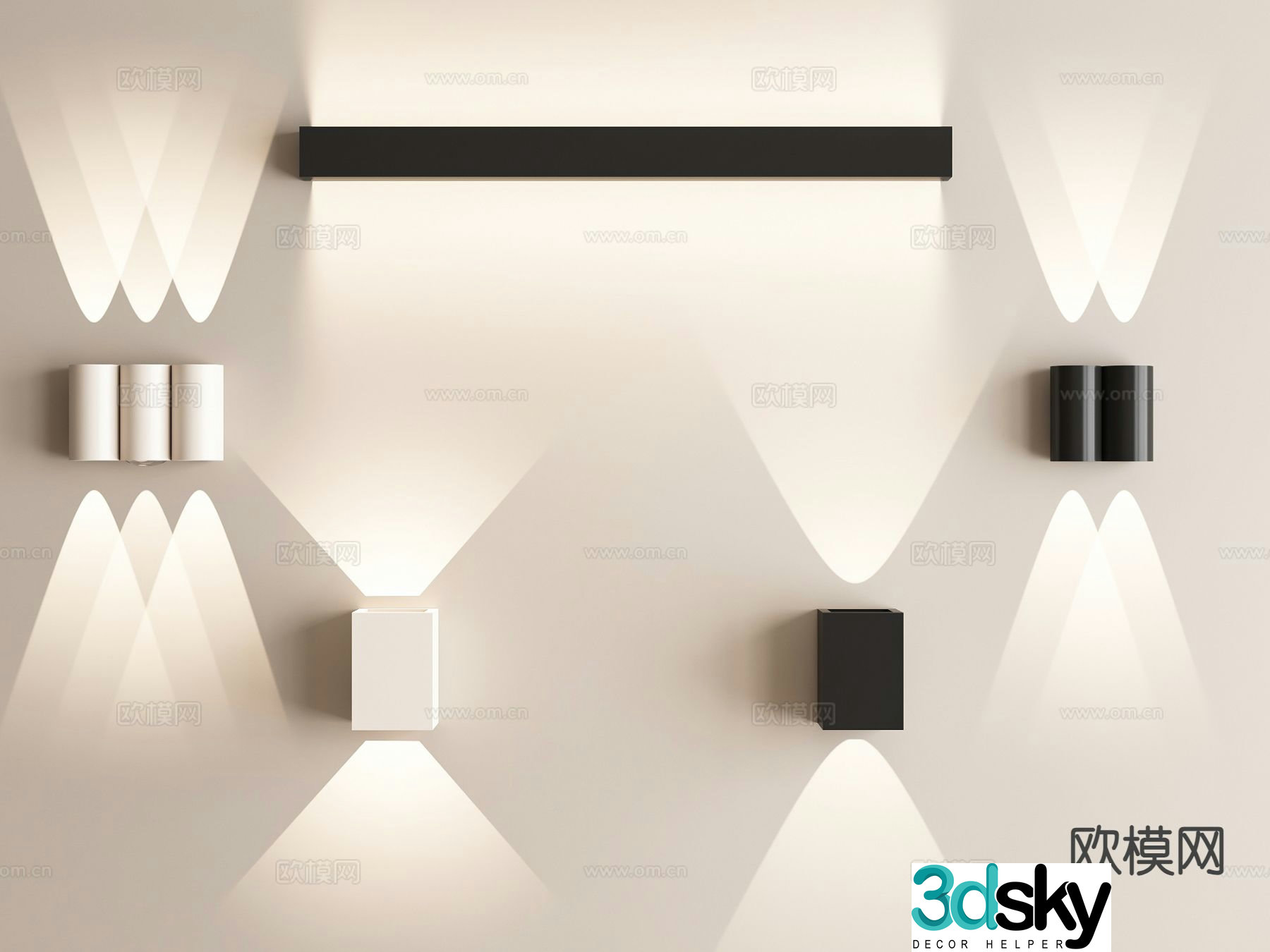 Modern courtyard wall light square box wall light 3d model