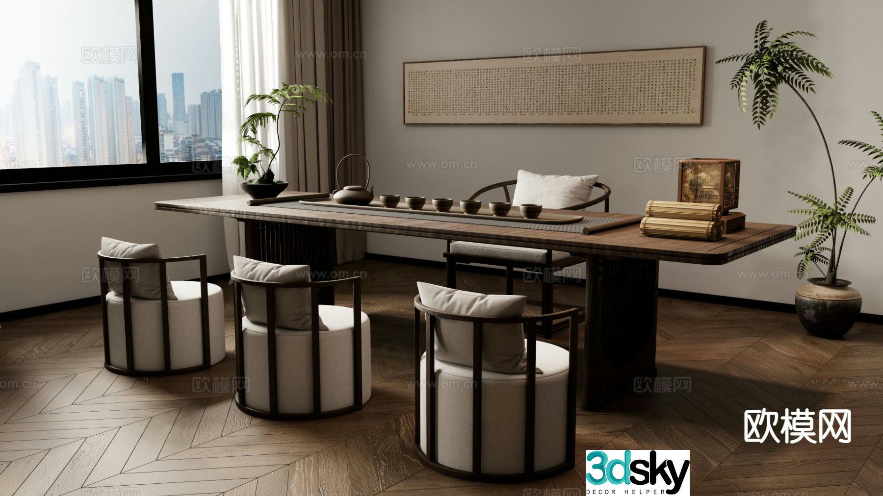 New Chinese style tea table tea table 3d model