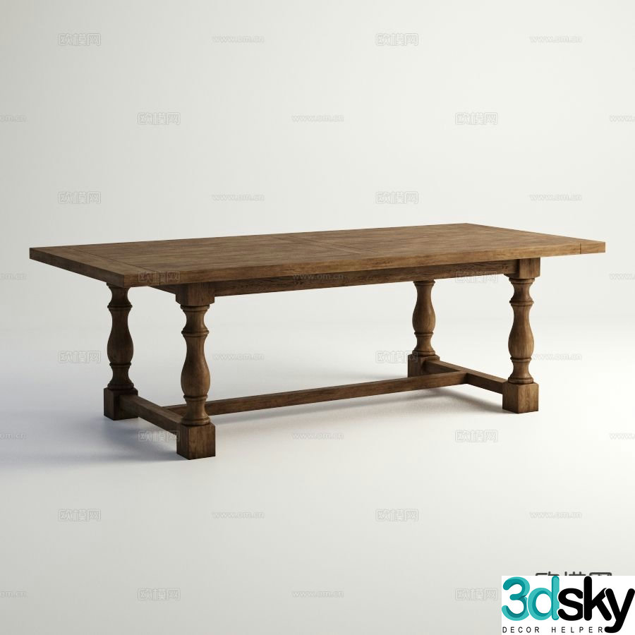 American dining table tea table long table 3d model