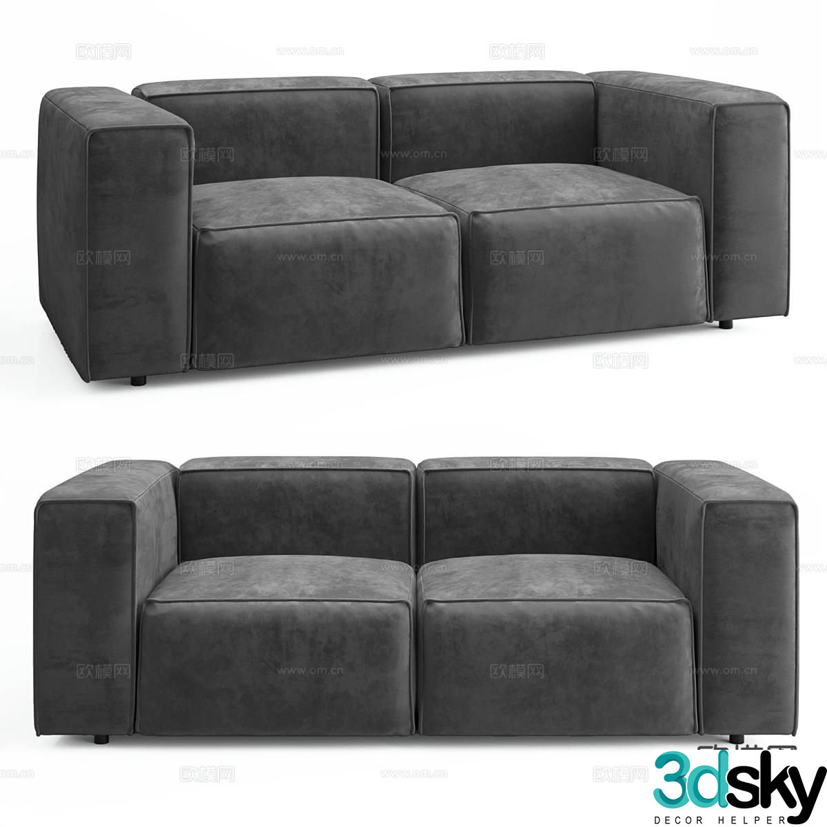 KARO Fabric Sofa Double Sofa Tofu Block Sofa Modular Sofa 3D Model