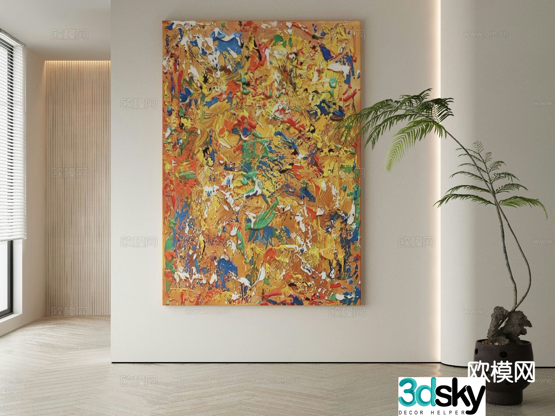 Modern texture painting decorative painting 3d model