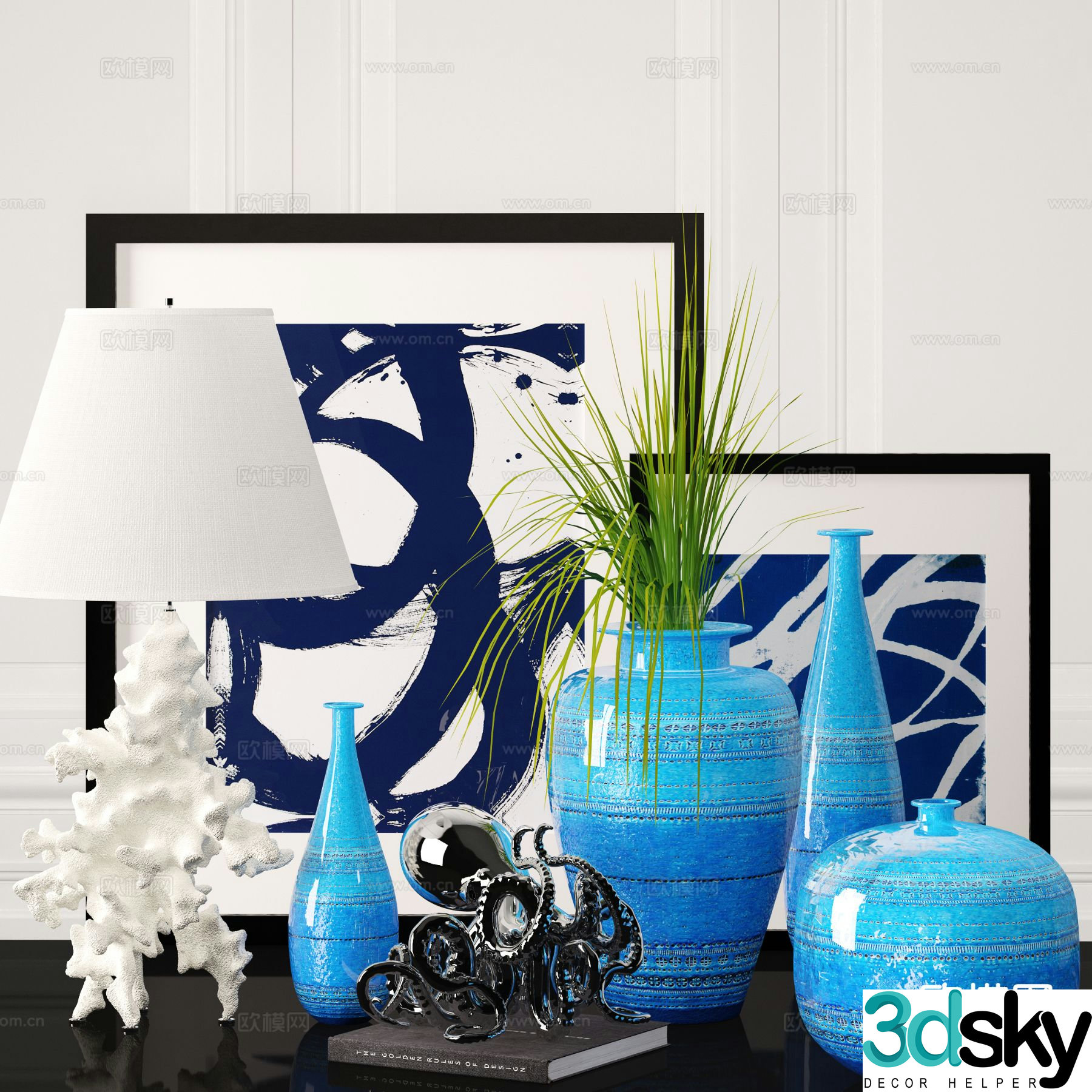 Simple European decorations vase ornaments table lamp 3d model