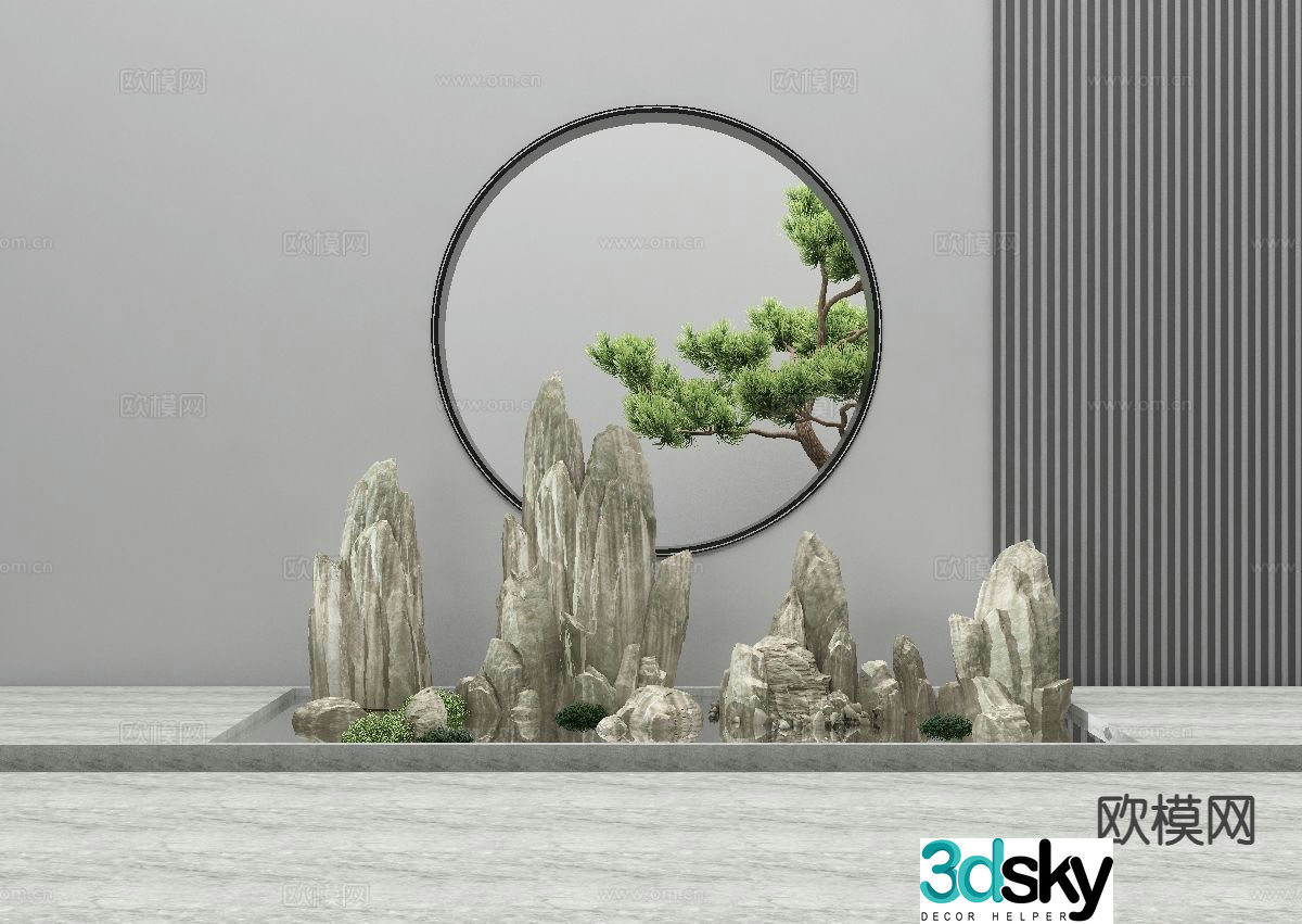 Chinese rockery garden sketch 3D model