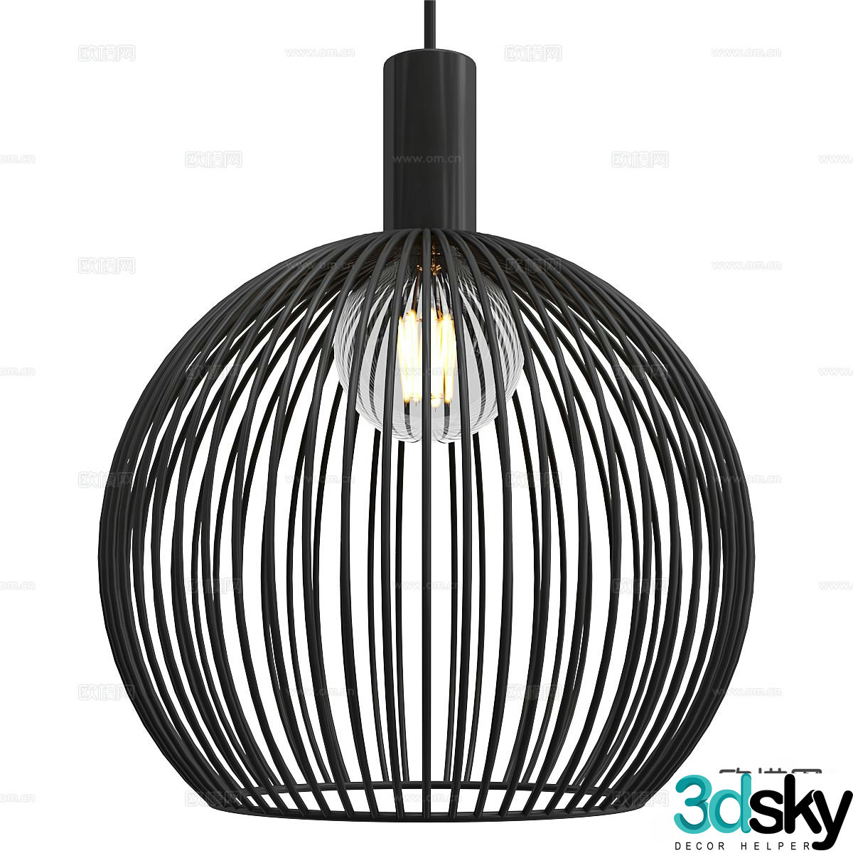 Industrial style birdcage chandelier 3d model