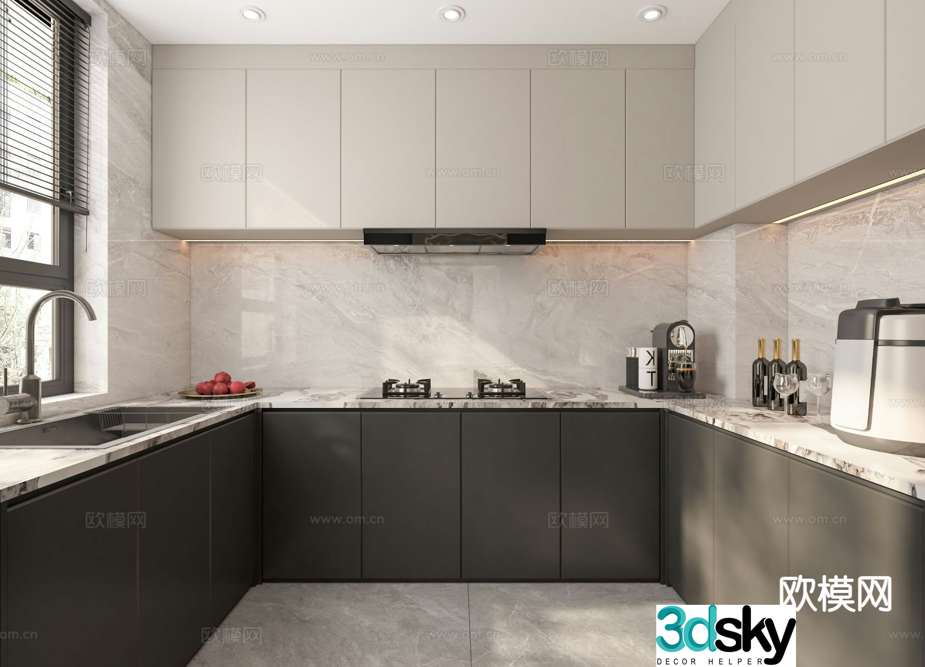 Dark style kitchen 3d model