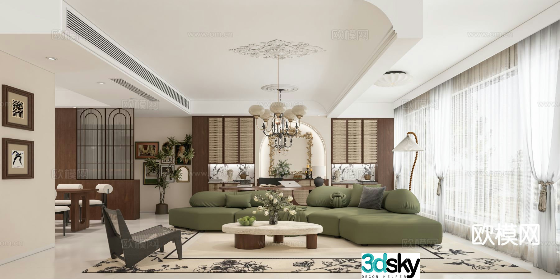 Medieval style living room 3D model