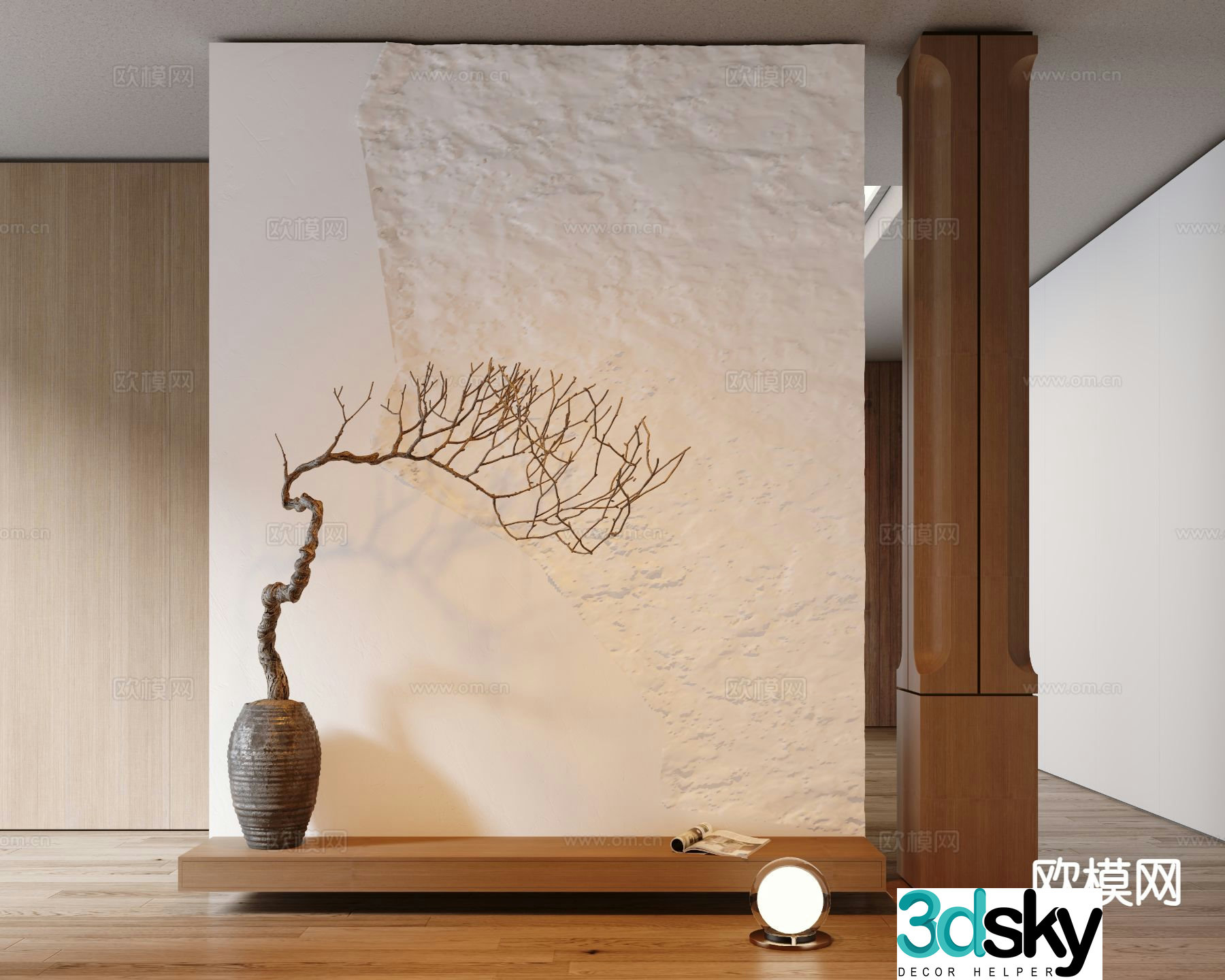 New Chinese style entrance background wall 3D model