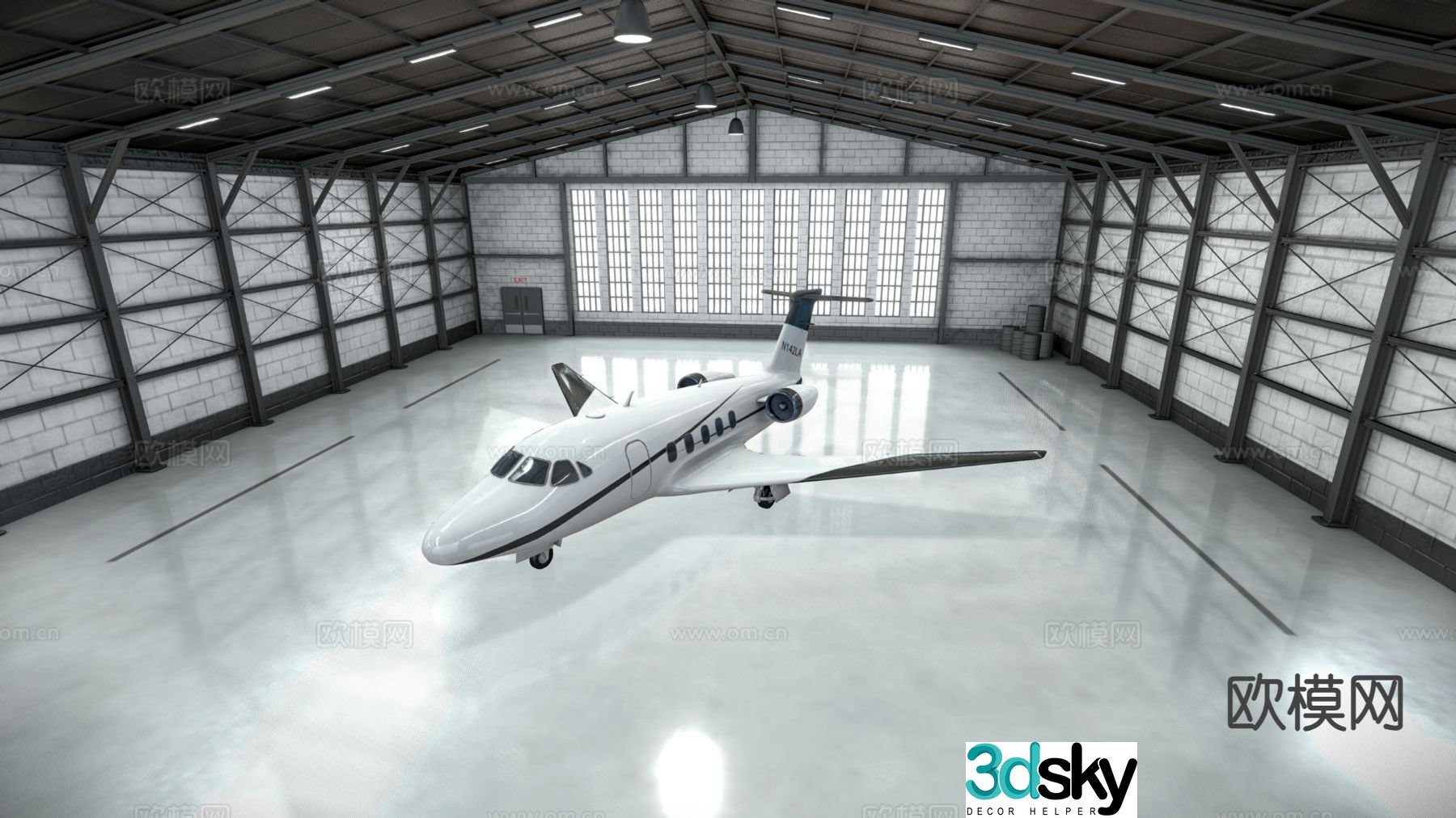 Aircraft warehouse aircraft parking garage aircraft maintenance room 3d model
