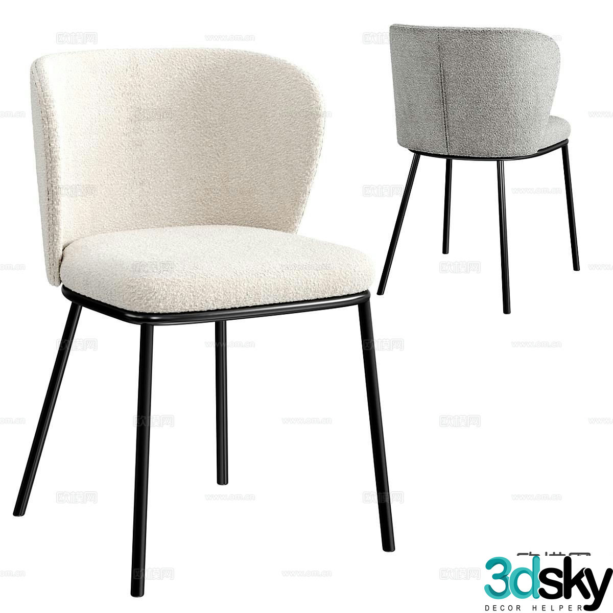 Ciselia Italian chair single chair dining chair fabric dining chair 3d model