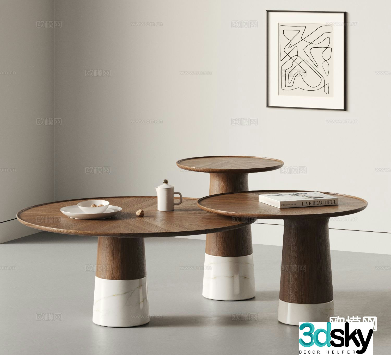 Medieval style mother-in-law coffee table 3D model