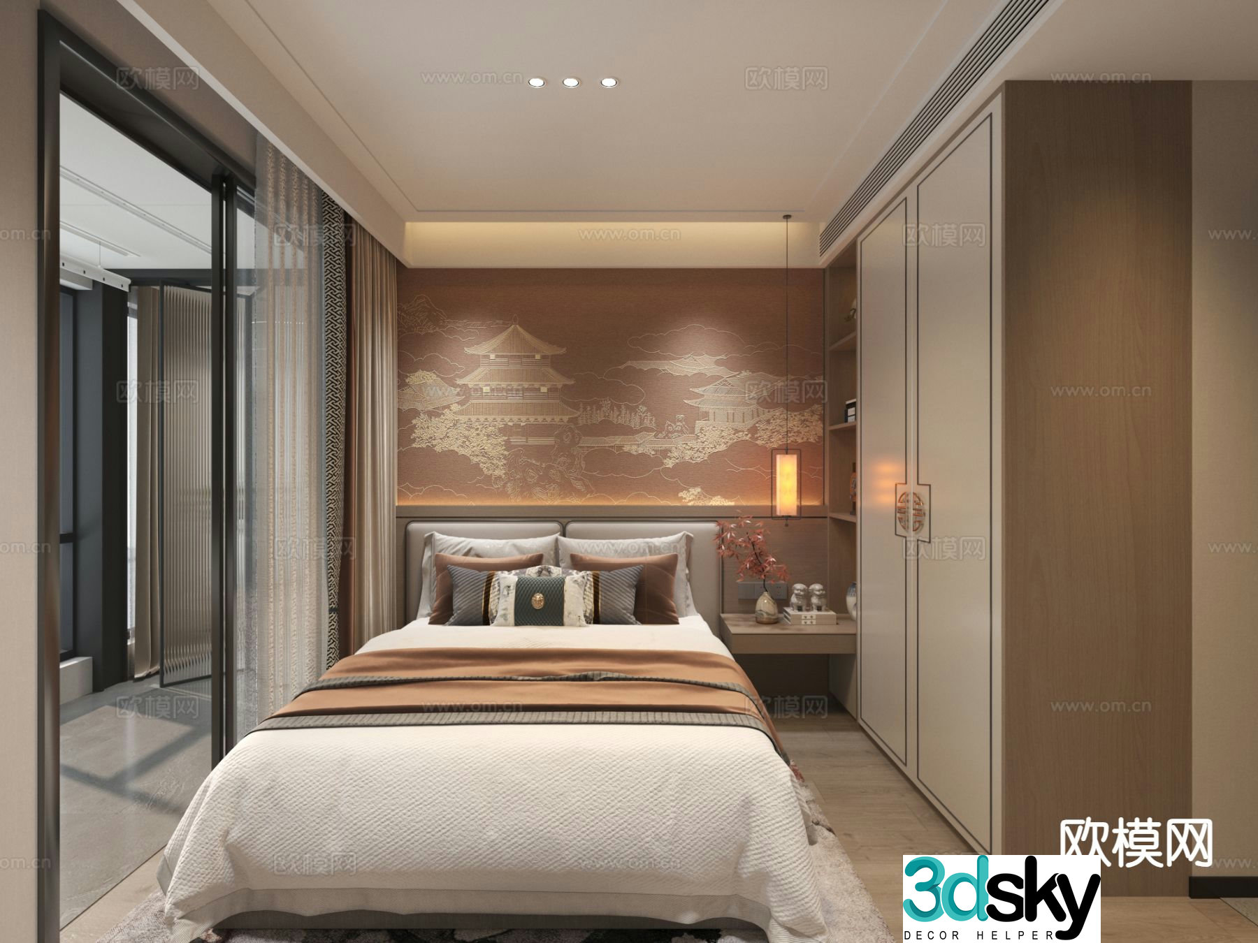 New Chinese style bedroom master bedroom 3d model