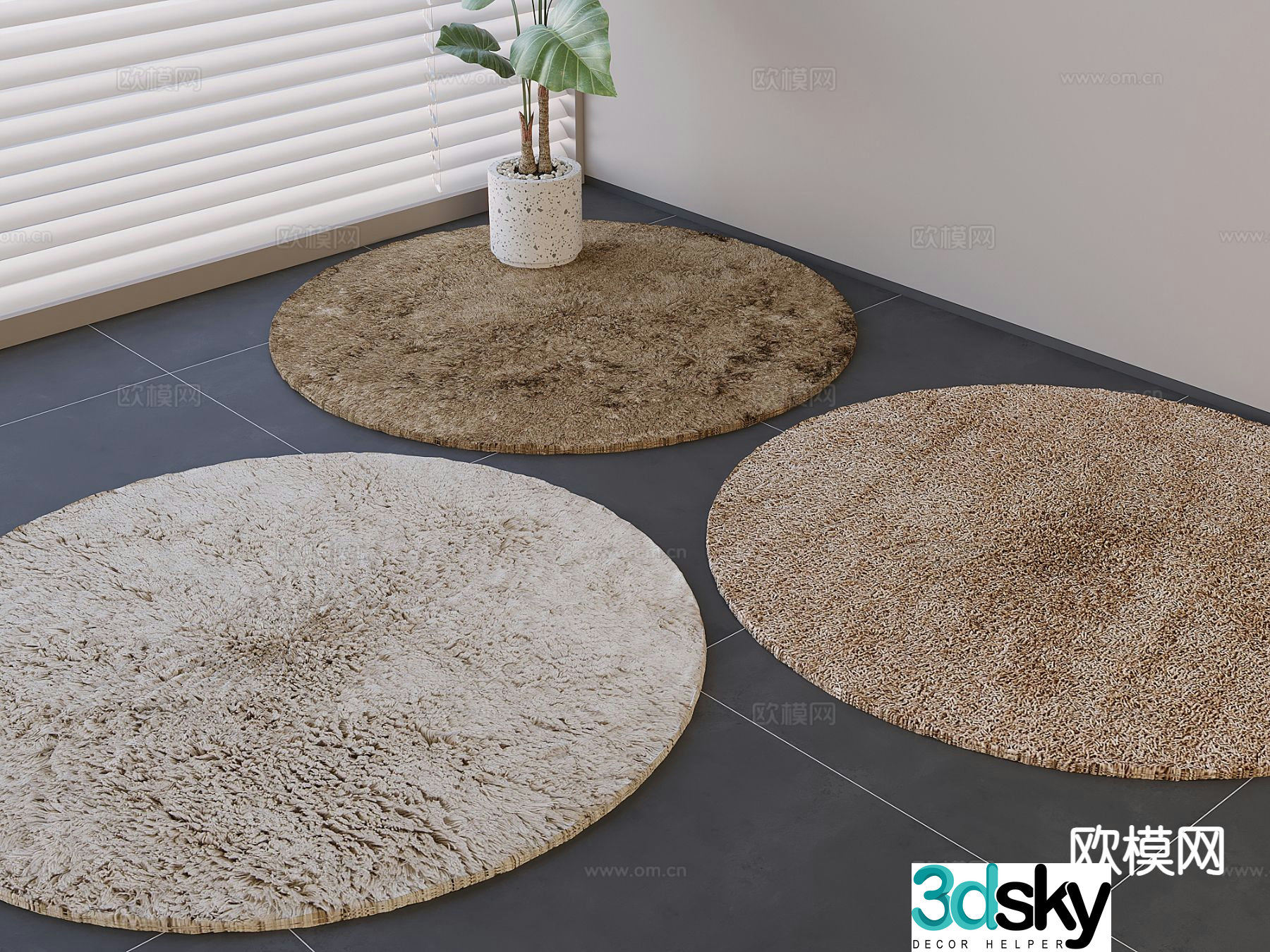 Round carpet plush carpet 3d model