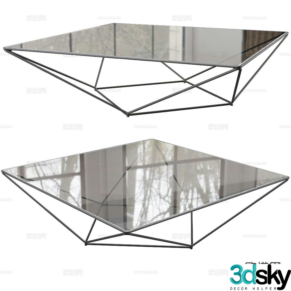 Prostoria square coffee table glass coffee table 3d model