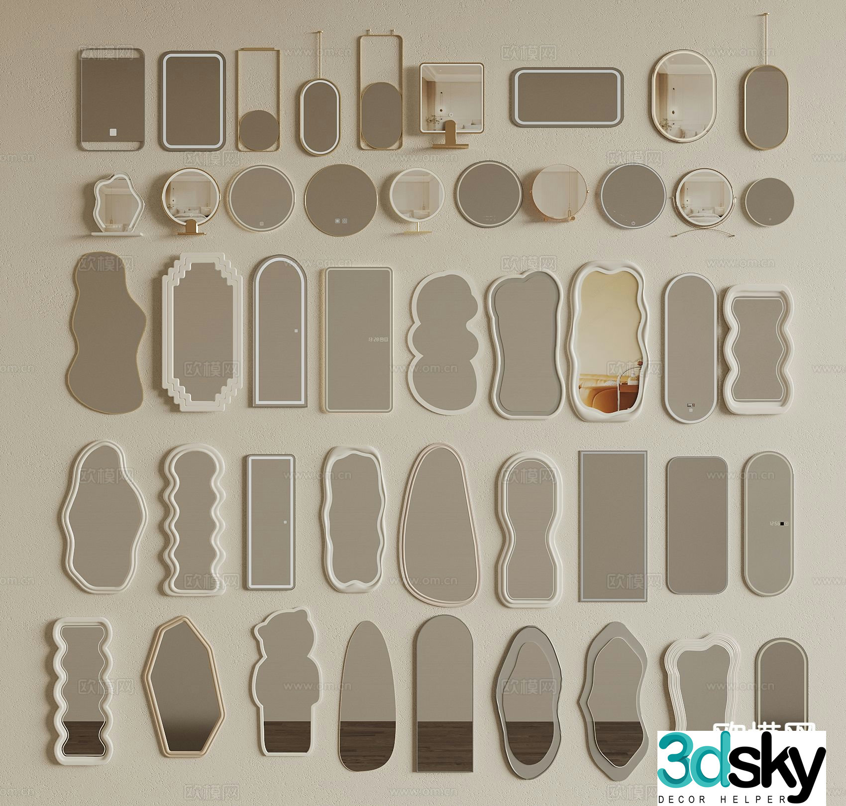 Mirror full-length mirror makeup mirror floor mirror bathroom mirror full-length mirror 3d model