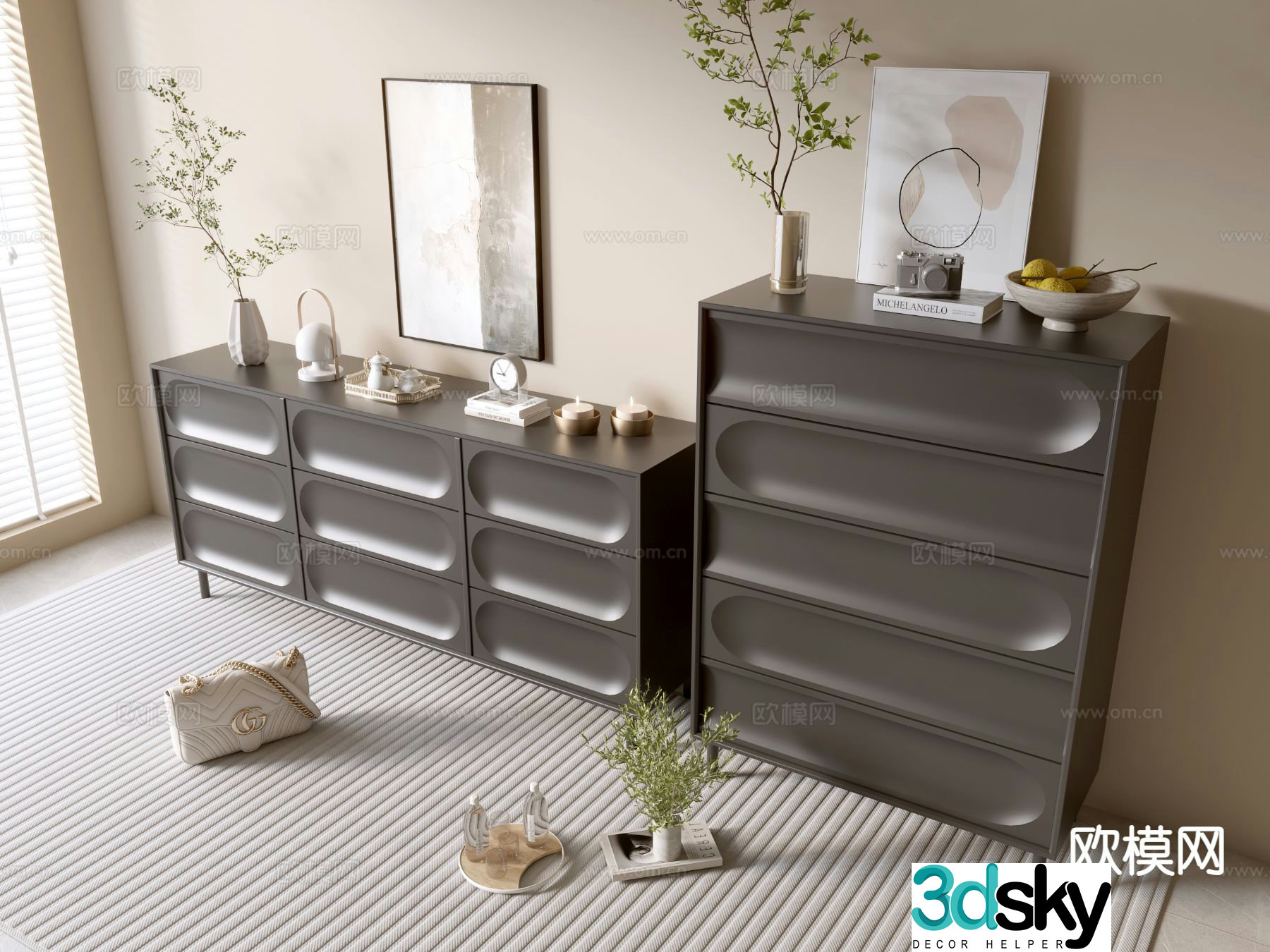 Modern chest of drawers side cabinet 3d model