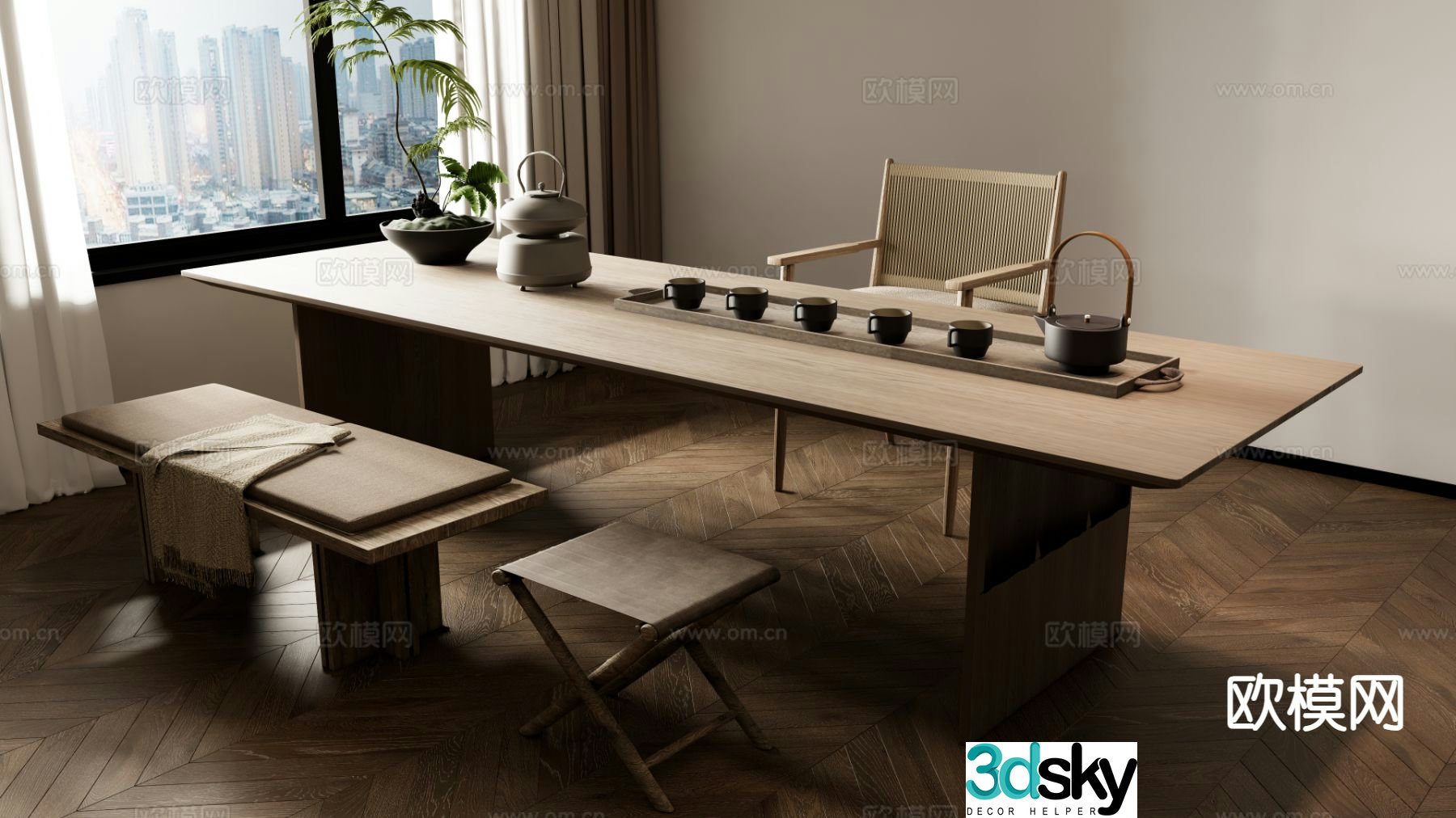 New Chinese style tea table tea table 3d model