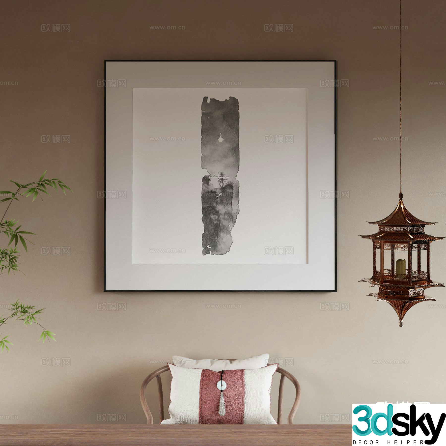 New Chinese style decorative painting art painting hanging painting 3d model