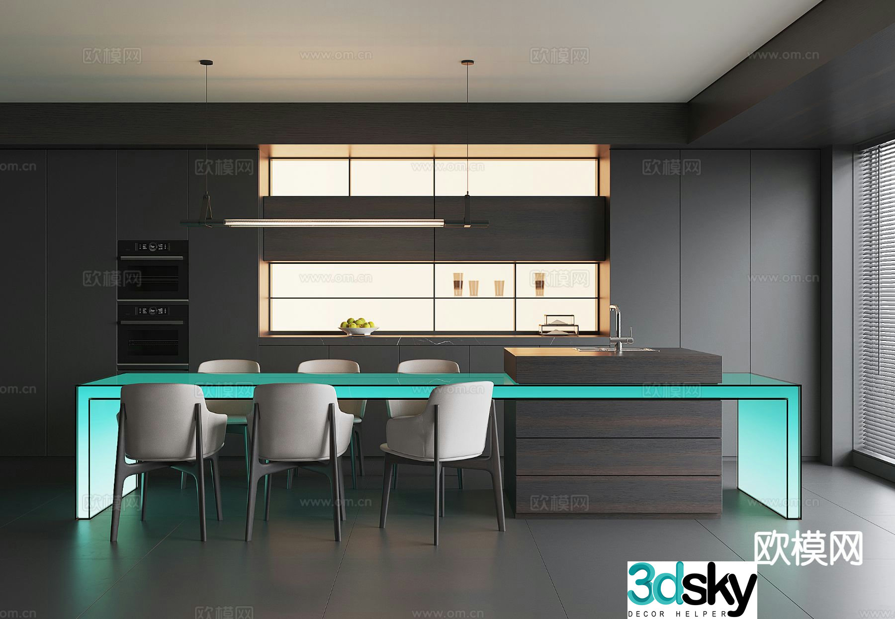 Modern island restaurant 3d model