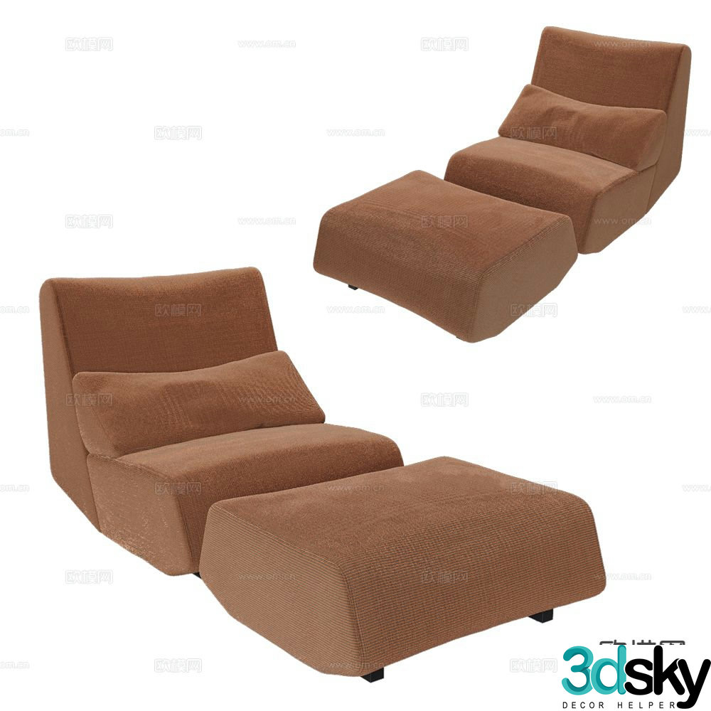 Prostoria beanbag sofa footrest 3d model