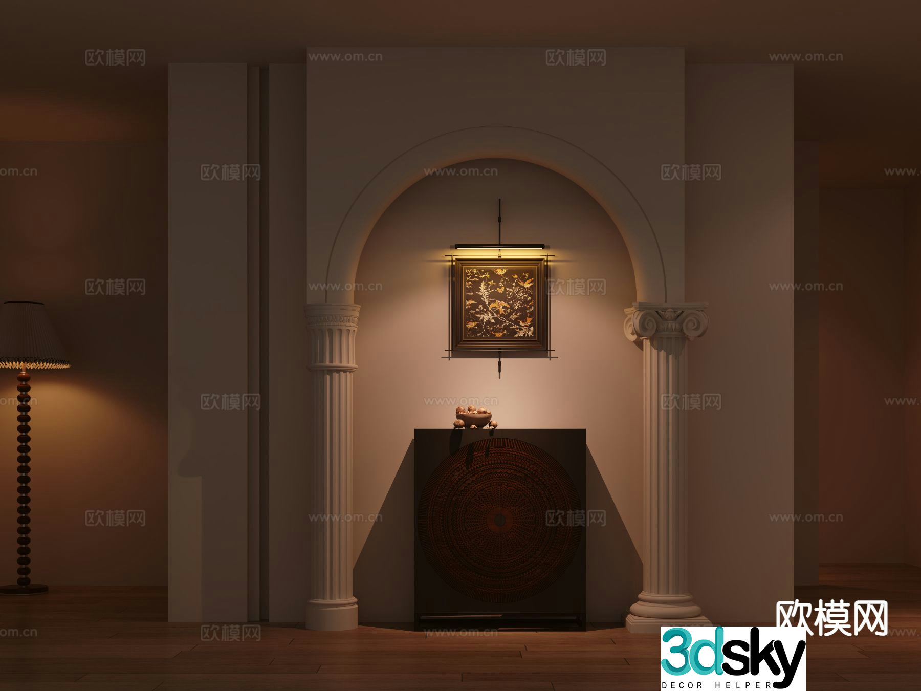 French entrance hall decorative entrance aisle 3D model