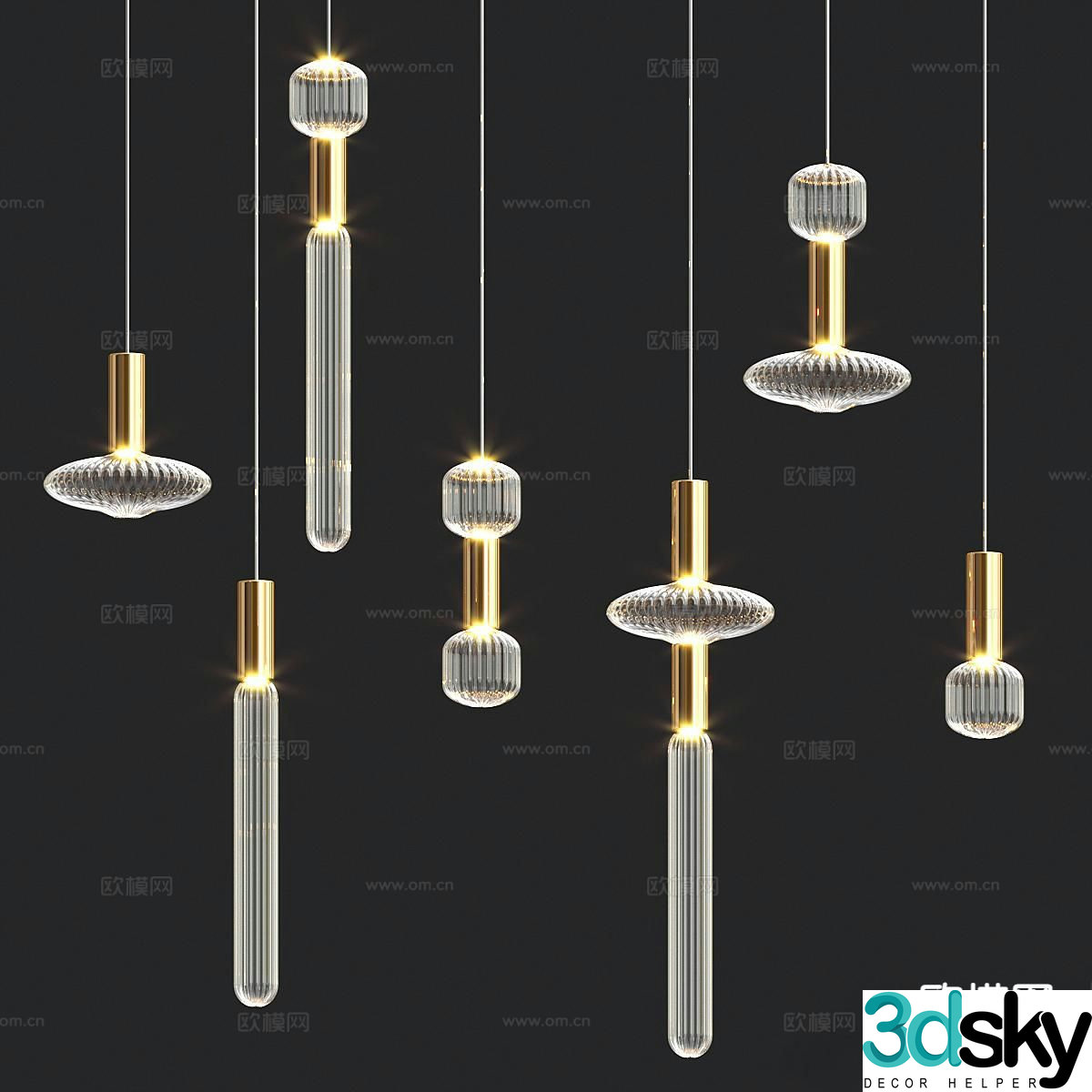 Cipher Italian light luxury crystal chandelier metal chandelier 3D model