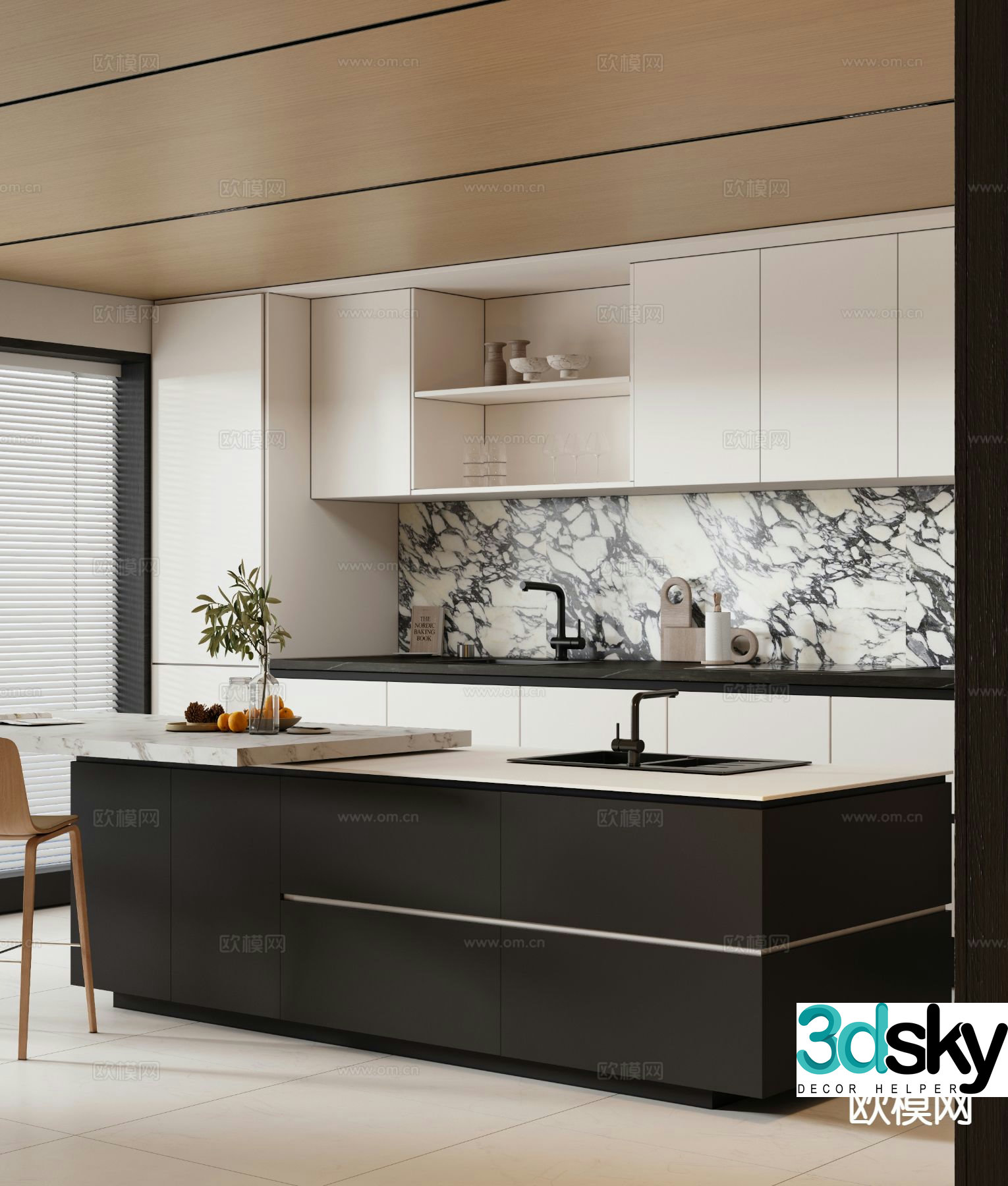 Modern island counter 3D model