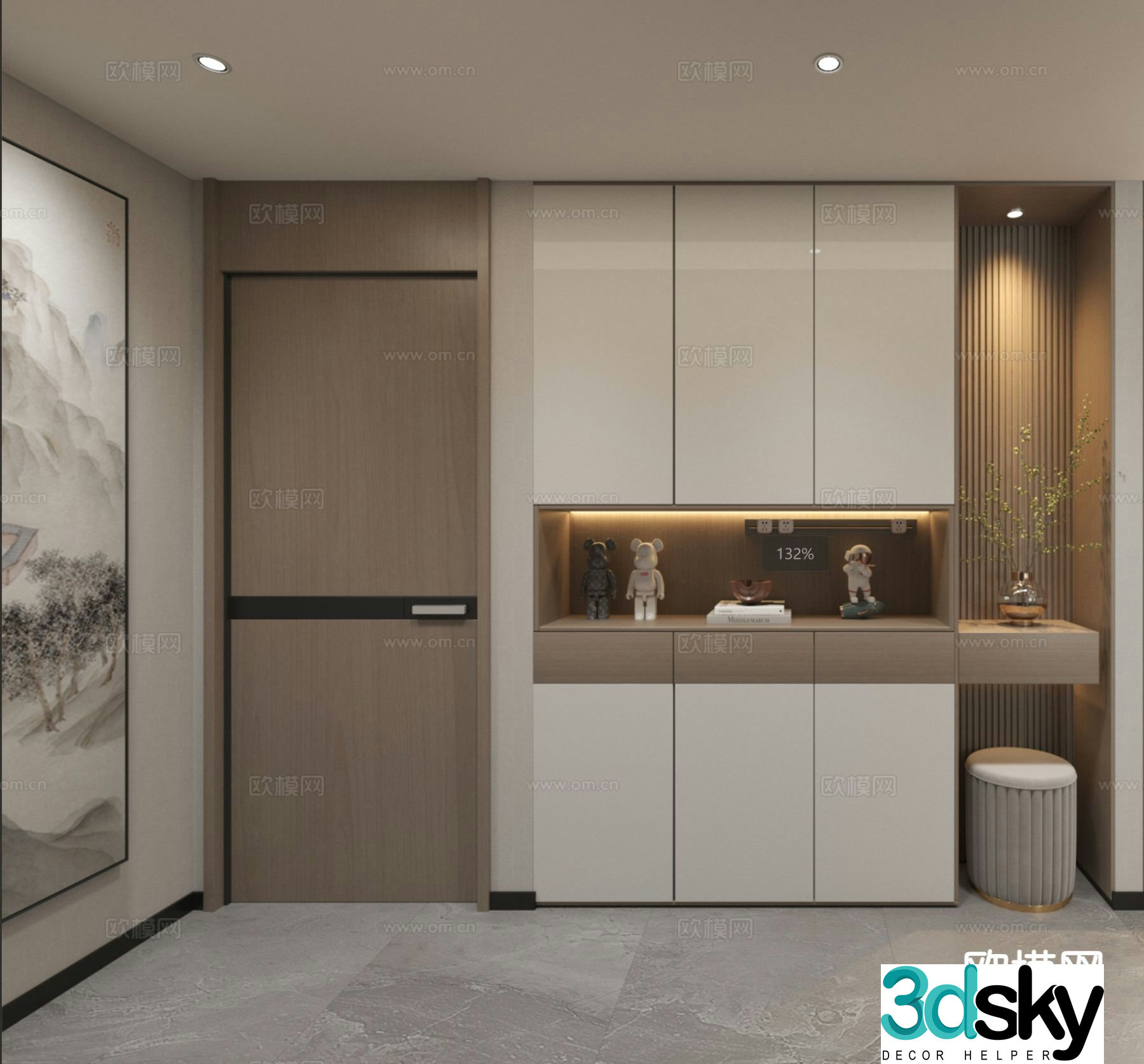 New Chinese style shoe cabinet Entrance shoe cabinet 3D model