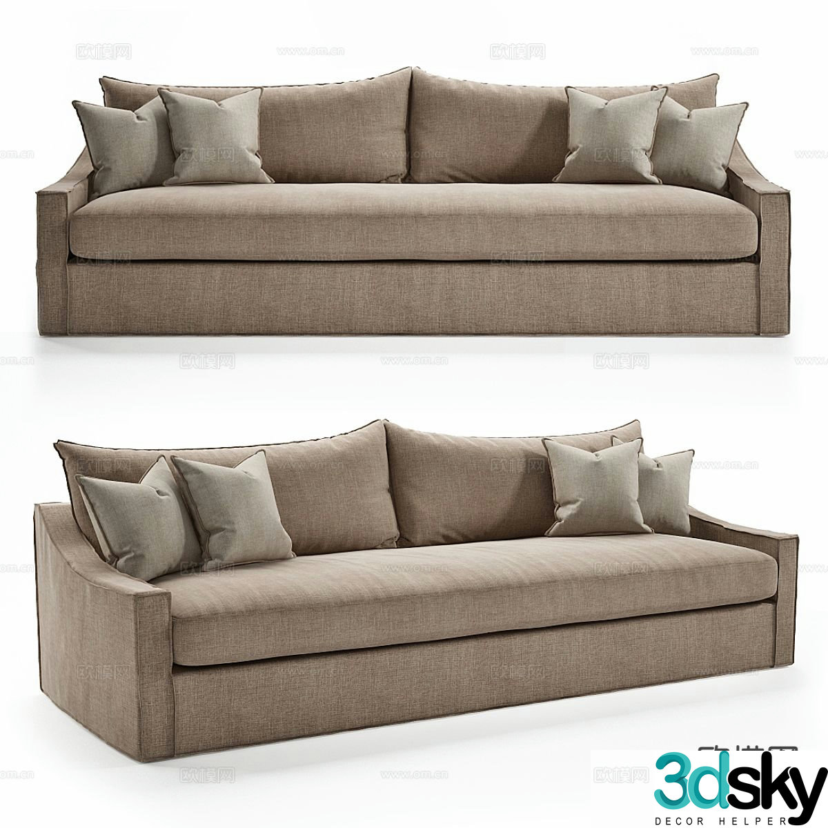 Double sofa upholstered sofa 3d model